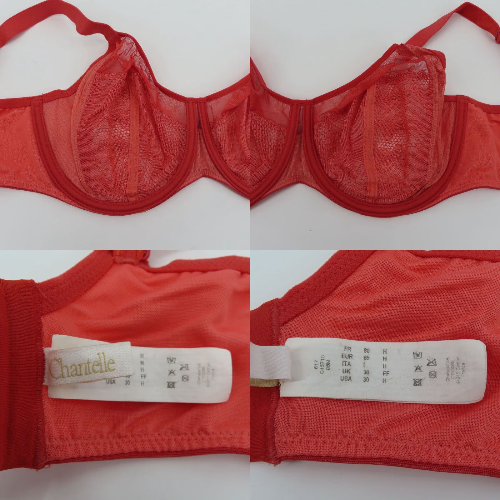 Chantelle Bra 30H US Orange Coral Revele Moi Perfect Fit Underwire T-Shirt Guess?