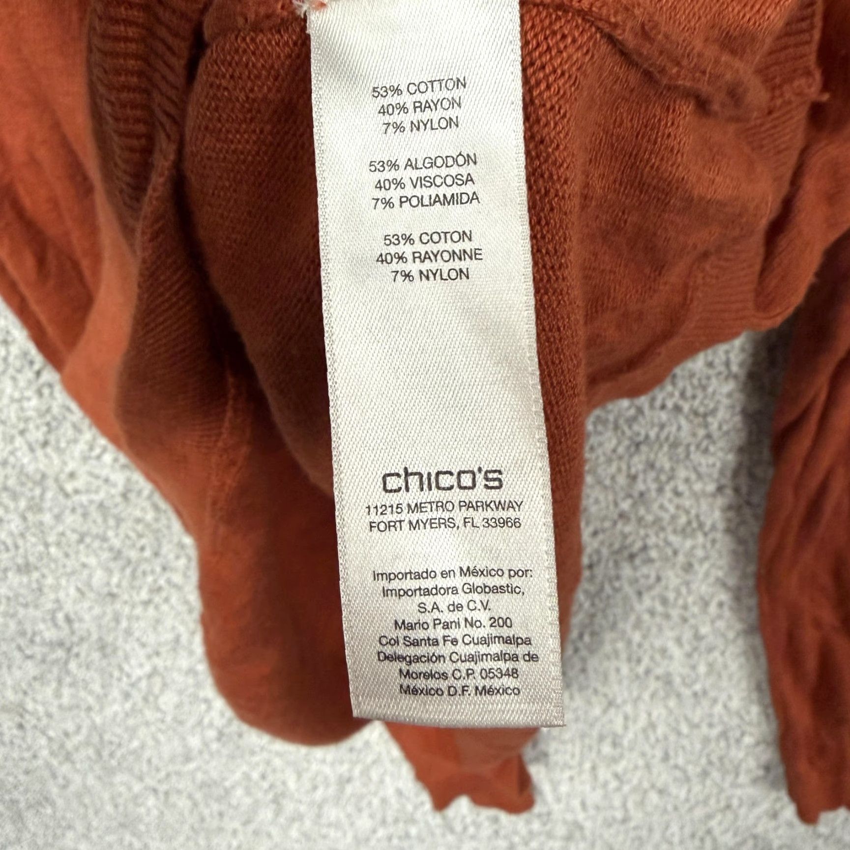 Vintage Chicos Sweater Women Orange Cowl Neck Asymmetrical Hem Cozy Winter Tunic Size 2 Long Sleeve Knit Cotton Rayon Nylon Size XS / US 0-2 / IT 36-38 - 6 Thumbnail