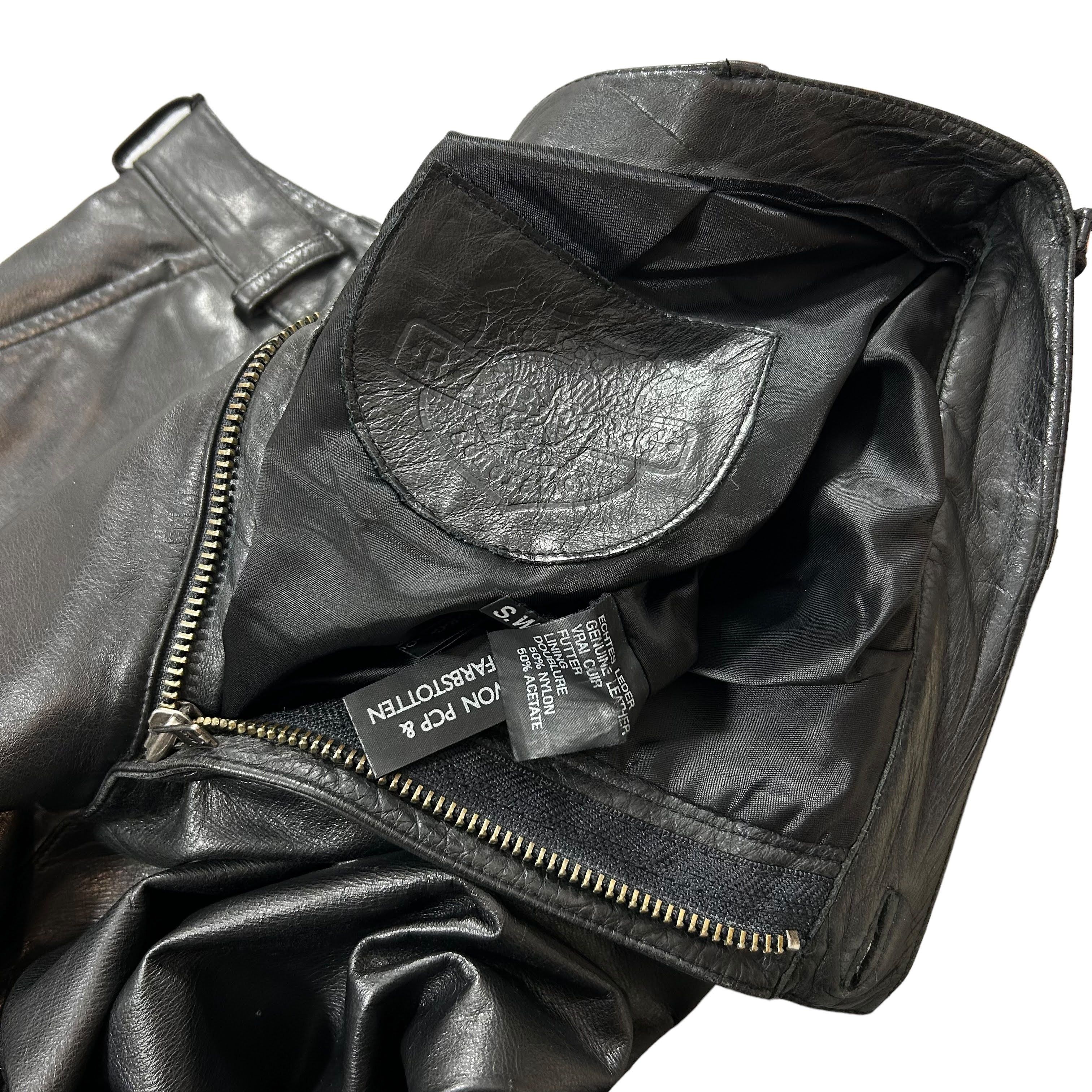 Genuine Leather × Vintage Vintage Black Geniune Leather Regular Straight Pants 33 Size US 32 / EU 48 - 9 Thumbnail