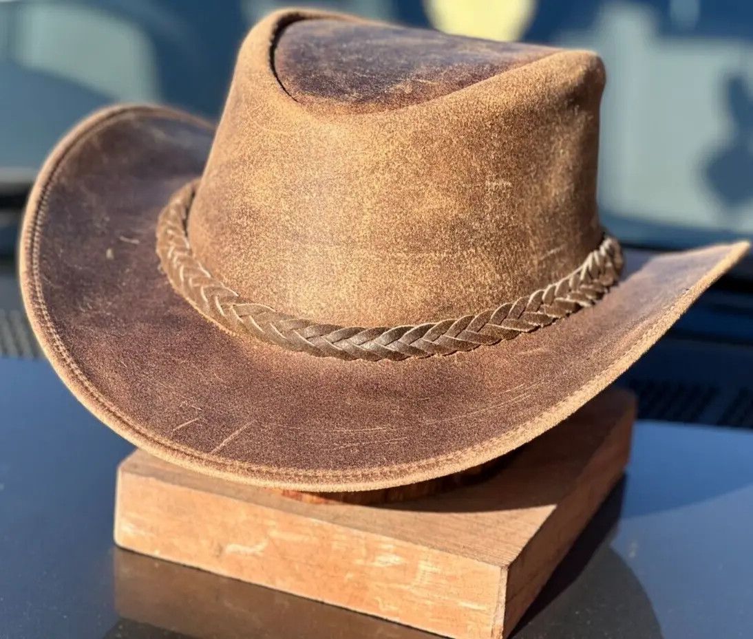 Other Real Leather Western Crazy Vintage Cowboy Tan Unisex Size 26 - 3 Thumbnail