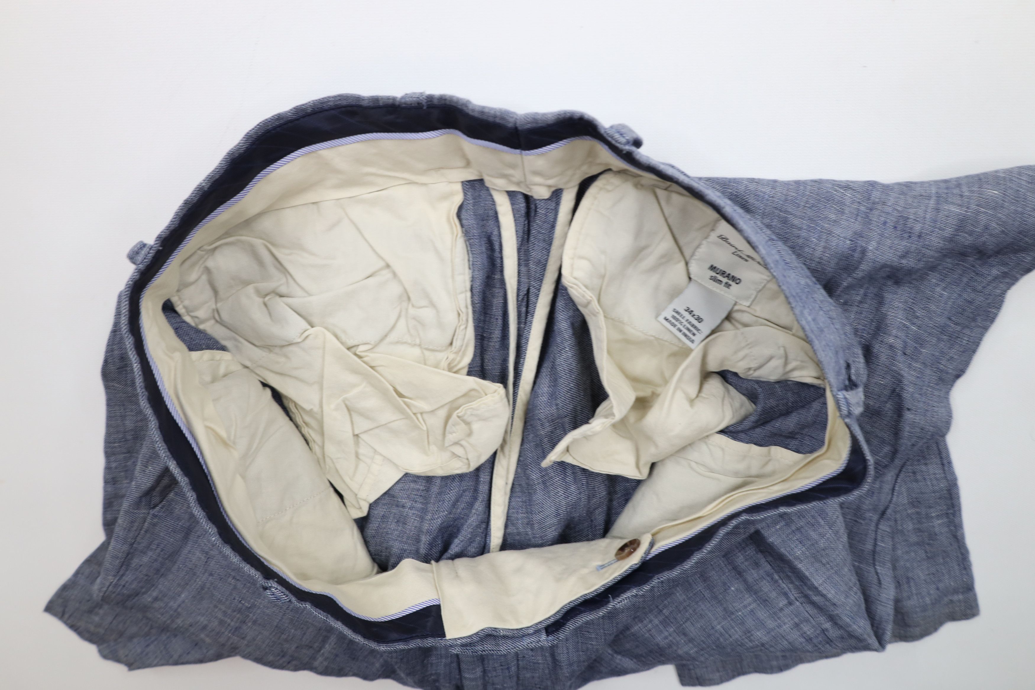 Vintage Vintage Streetwear Irish Linen Chambray Chino Pants Blue Size US 34 / EU 50 - 8 Thumbnail