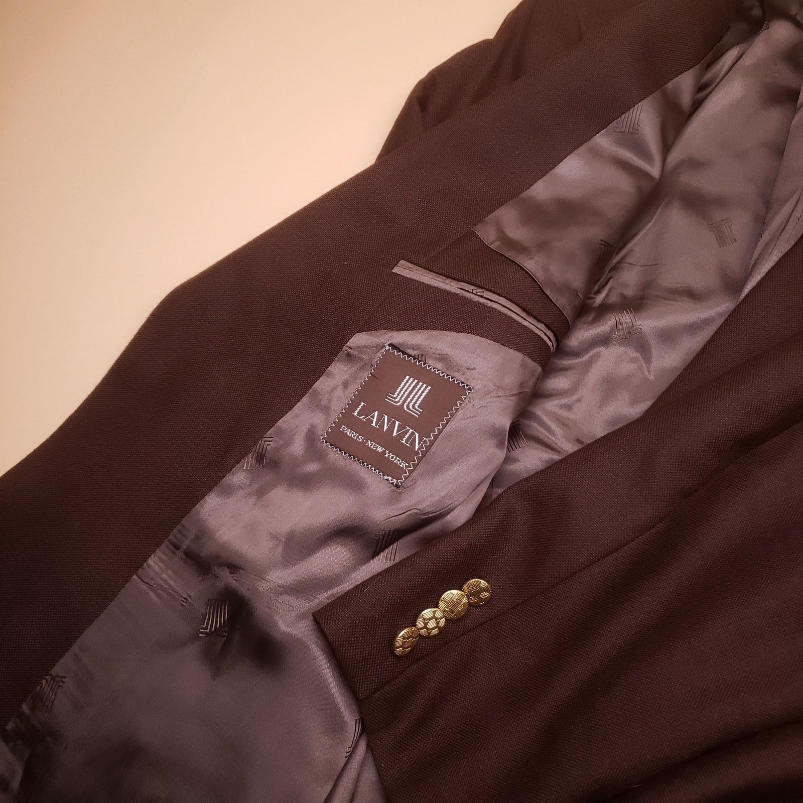 Lanvin Vintage 90s Lanvin Paris Brown Blazer Jacket Wool Blend Rare Size US XL / EU 56 / 4 - 7 Thumbnail