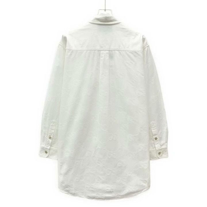 Gucci Gucci White Double G Print Cotton Shirt Size US M / EU 48-50 / 2 - 2 Thumbnail