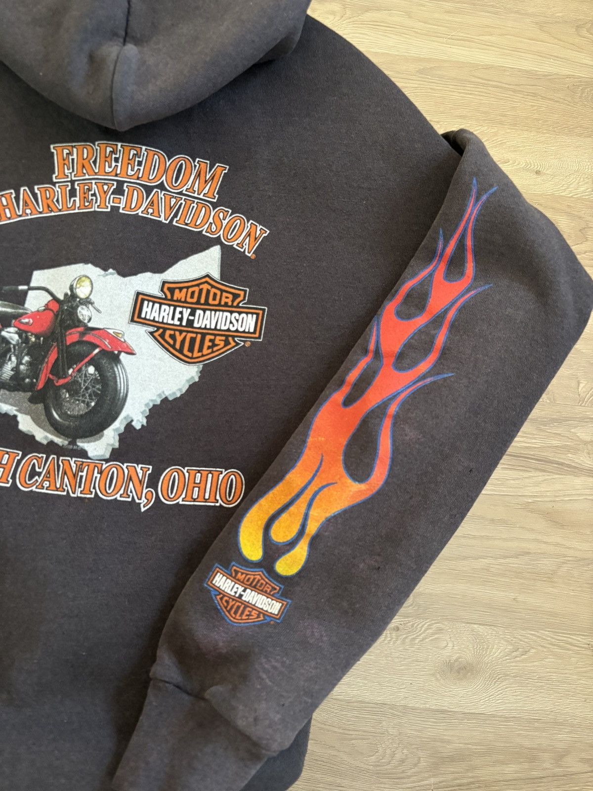 Harley Davidson Harley Davidson Flame Distressed Zip Hoodie Size US XL / EU 56 / 4 - 3 Thumbnail