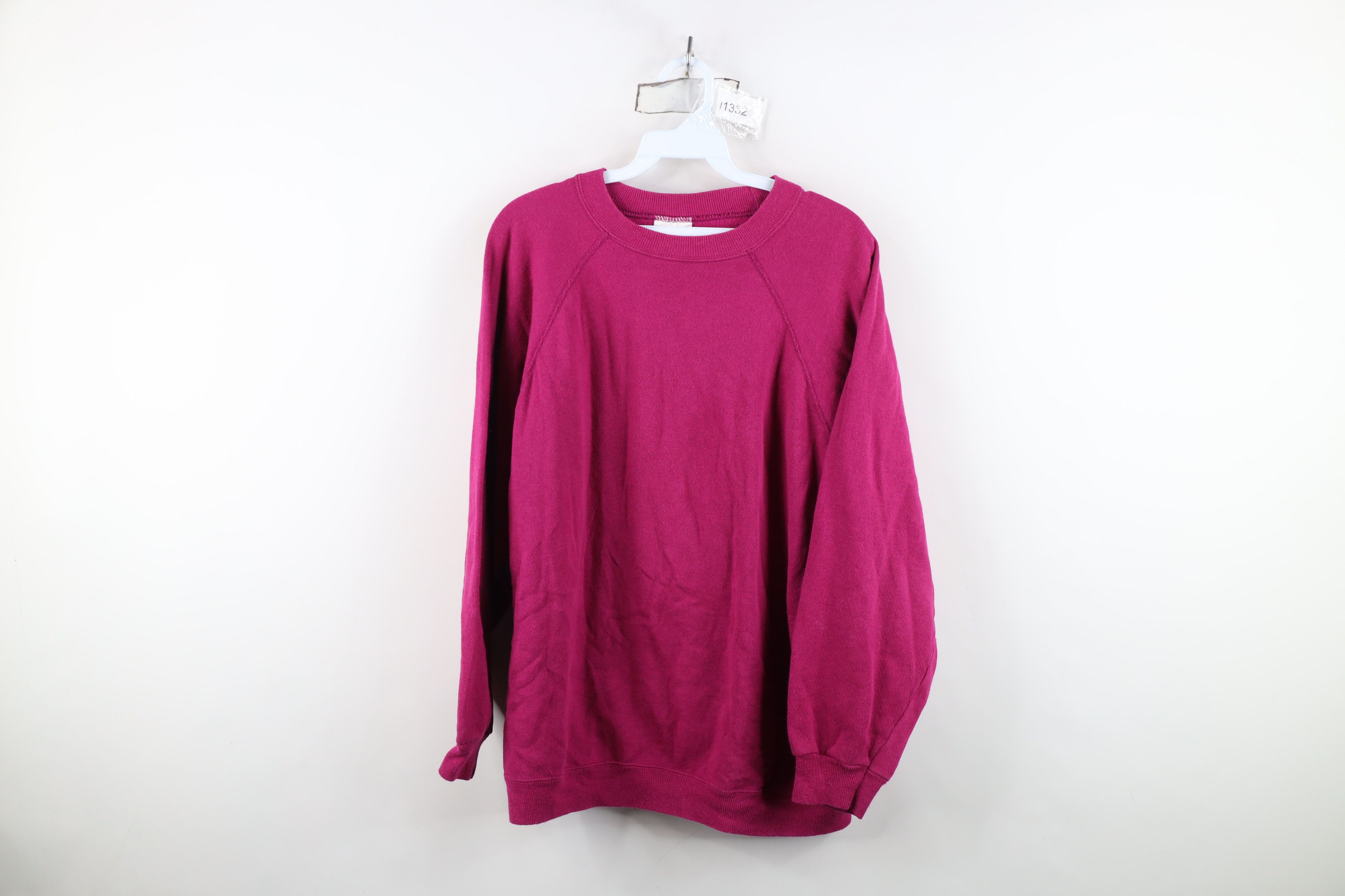 Hanes Vintage 80s 90s Hanes Raglan Crewneck Sweatshirt Magenta USA Size XL / US 12-14 / IT 48-50 - 1 Thumbnail