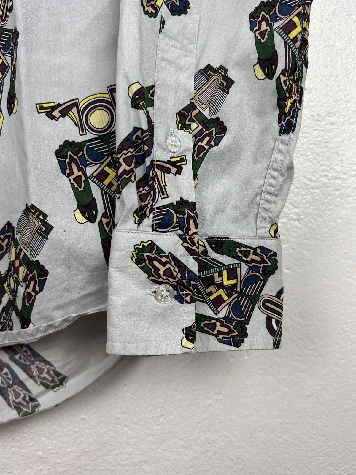 MSGM MSGM Fall 2015 Allover AOP Robot Long Sleeve Button Up Shirt Size US L / EU 52-54 / 3 - 4 Thumbnail