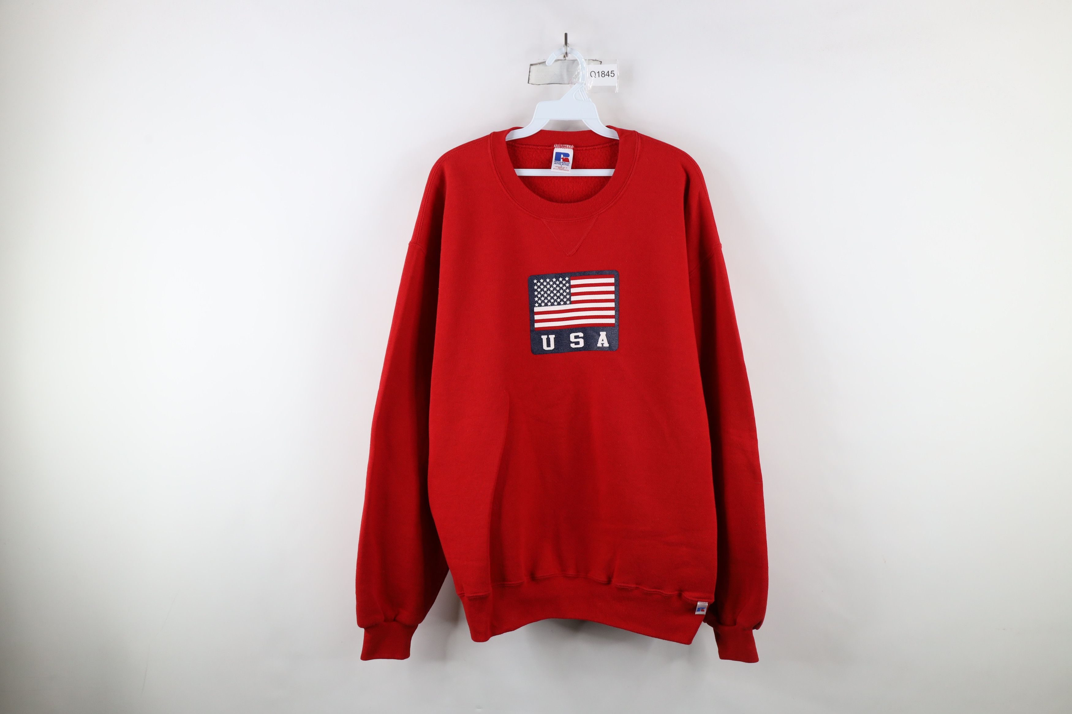 Russell Athletic × Vintage Vintage 90s Russell Athletic USA Flag Box Logo Sweatshirt Size US L / EU 52-54 / 3 - 1 Thumbnail
