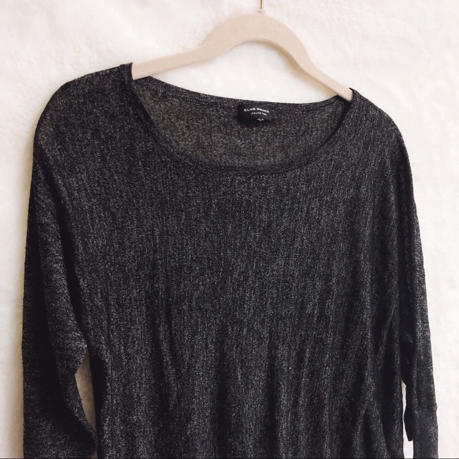 Club Monaco Club Monaco Dark Gray Shimmer Long Sleeve Top Size S / US 4 / IT 40 - 6 Thumbnail