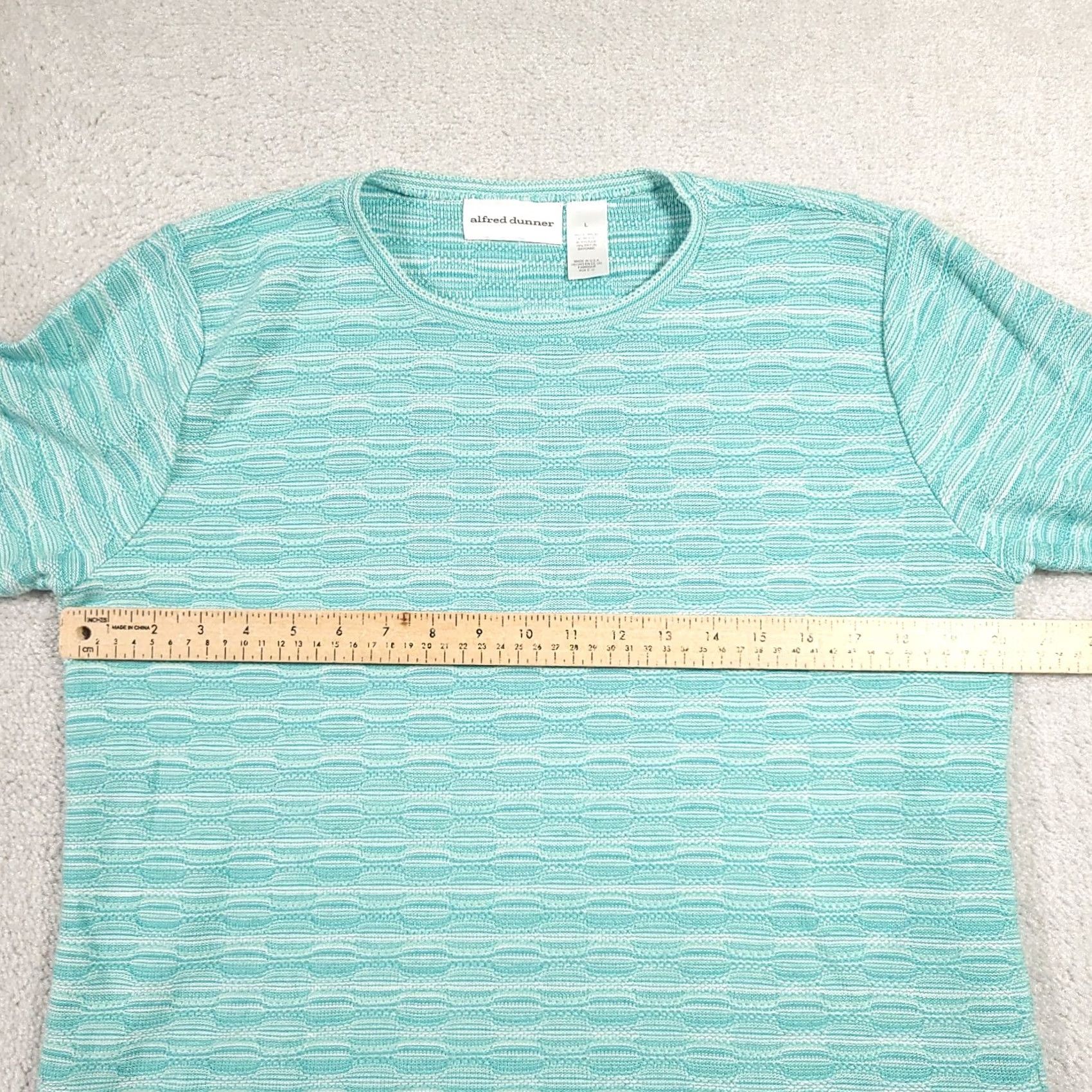 Vintage VINTAGE Alfred Dunner Sweater Shirt Womens Large Green Knit Short Sleeve Made In USA Size L / US 10 / IT 46 - 5 Thumbnail