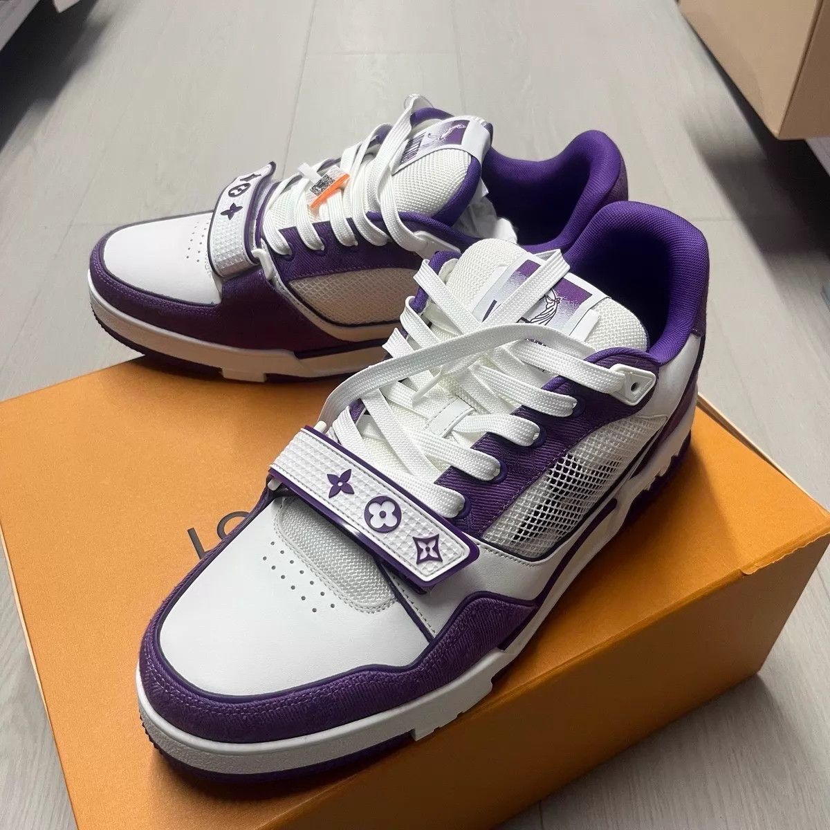Louis Vuitton LV Trainer White & Purple Velcro Sneakers Size US 10.5 / EU 43-44 - 1 Thumbnail