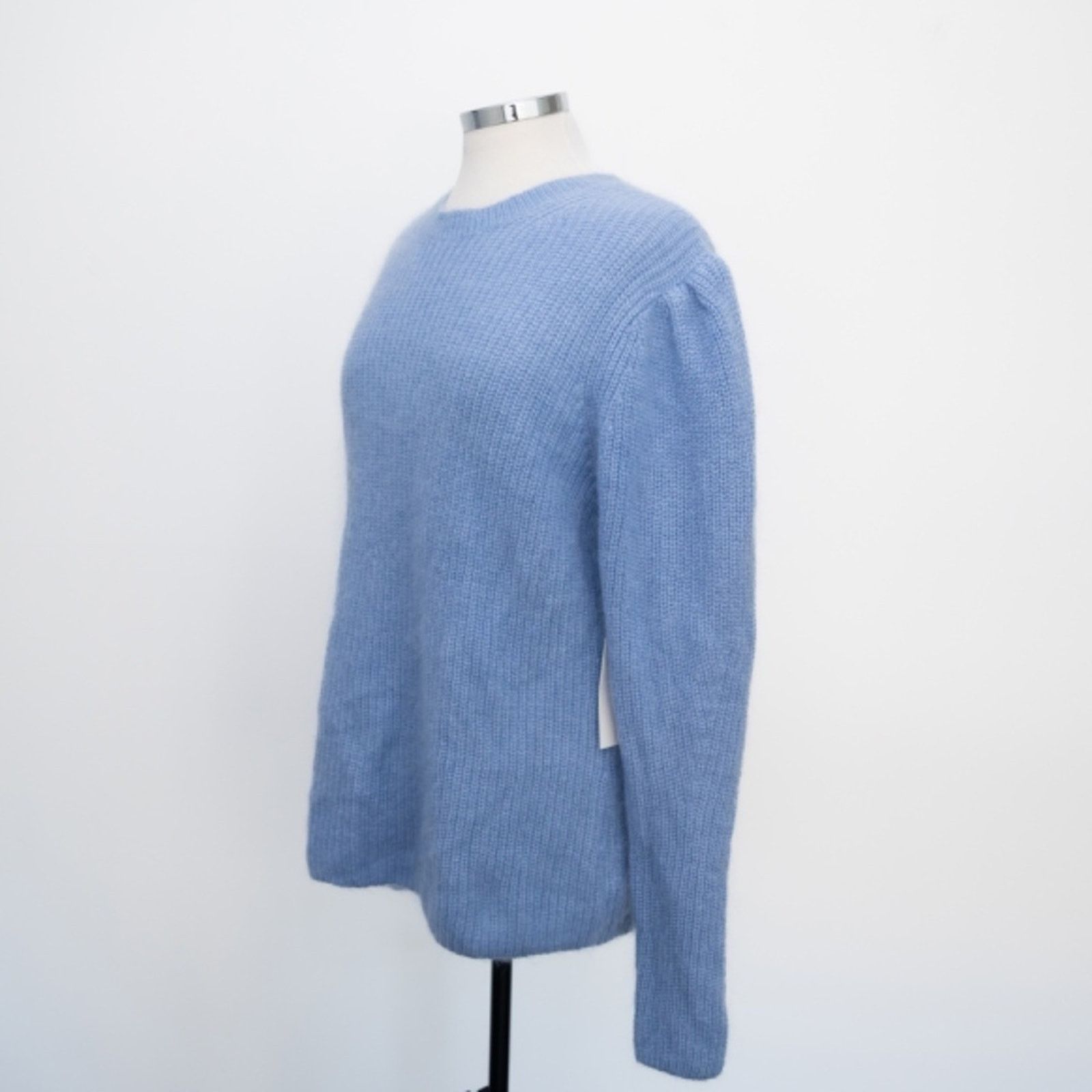 Designer Lewit. Puff Sleeve Mohair Angora Silk Wool Blend Sweater. Size L / US 10 / IT 46 - 4 Thumbnail