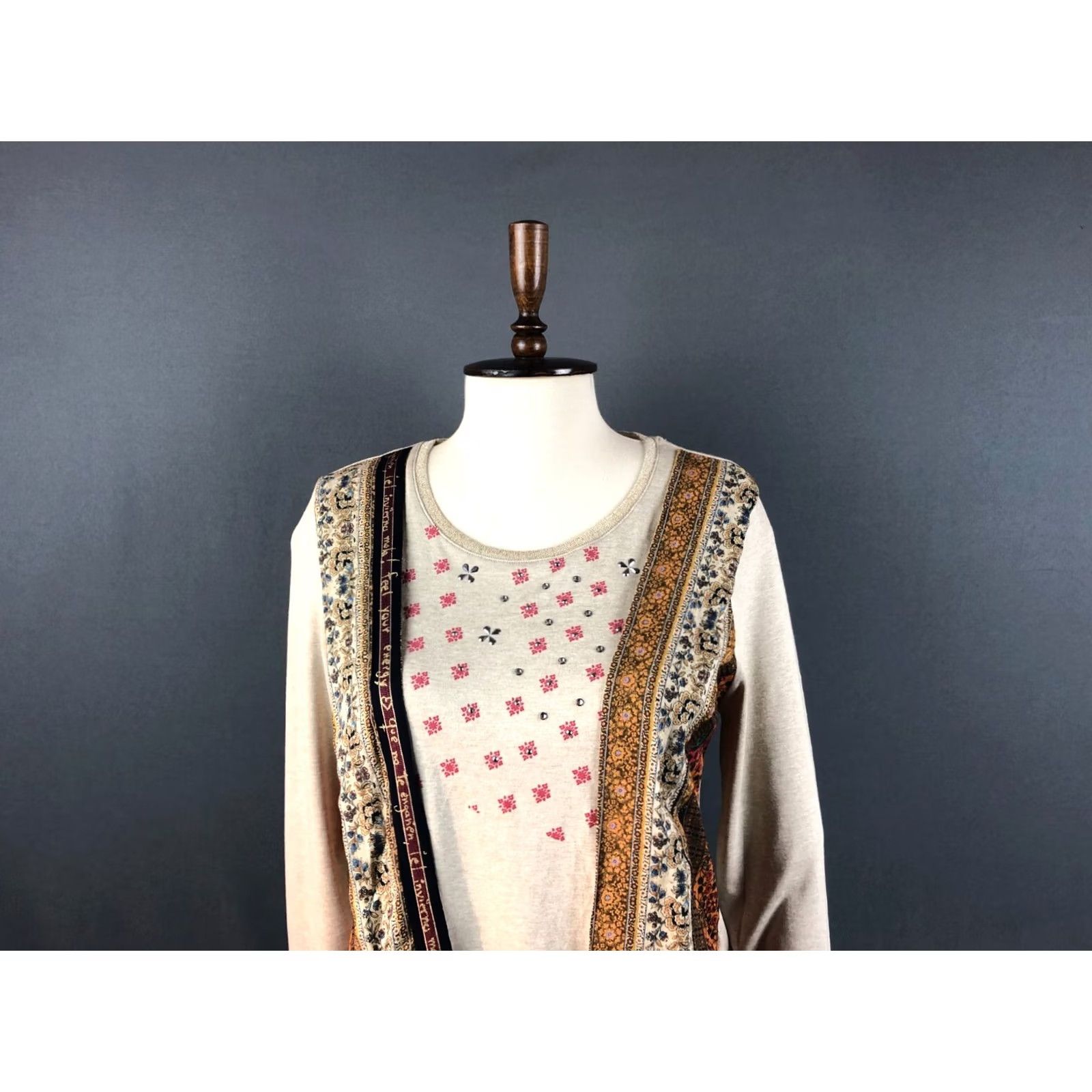 Desigual Desigual Blouse Shirt Women M Multicolor Floral Jersey Round Neck Long Sleeve Viscose Blouse Alternating Tie Front? Size M / US 6-8 / IT 42-44 - 4 Thumbnail
