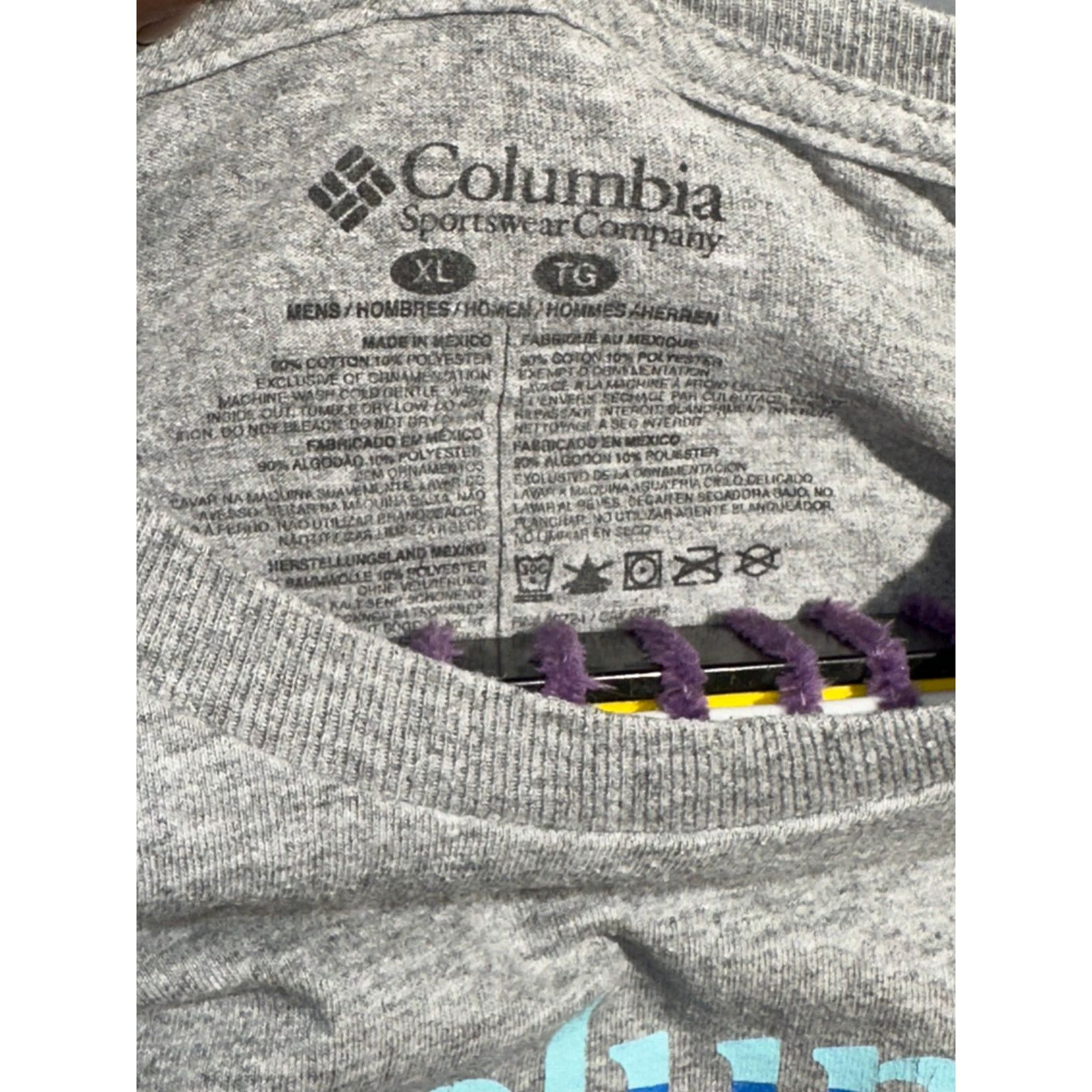 Columbia Columbia Gray Tshirt Blue Print Size XL Size US XL / EU 56 / 4 - 6 Thumbnail