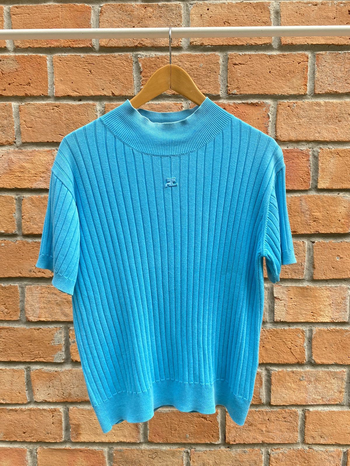 Courreges Courreges Blue Ribbed Knit Top Size M / US 6-8 / IT 42-44 - 1 Thumbnail