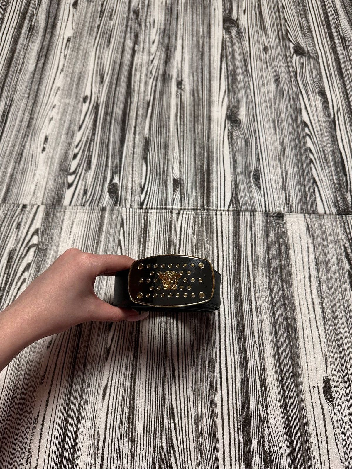 Versace Rare Versace Black Classic Leather Belt Gold Medusa Buckle Size ONE SIZE - 2 Thumbnail