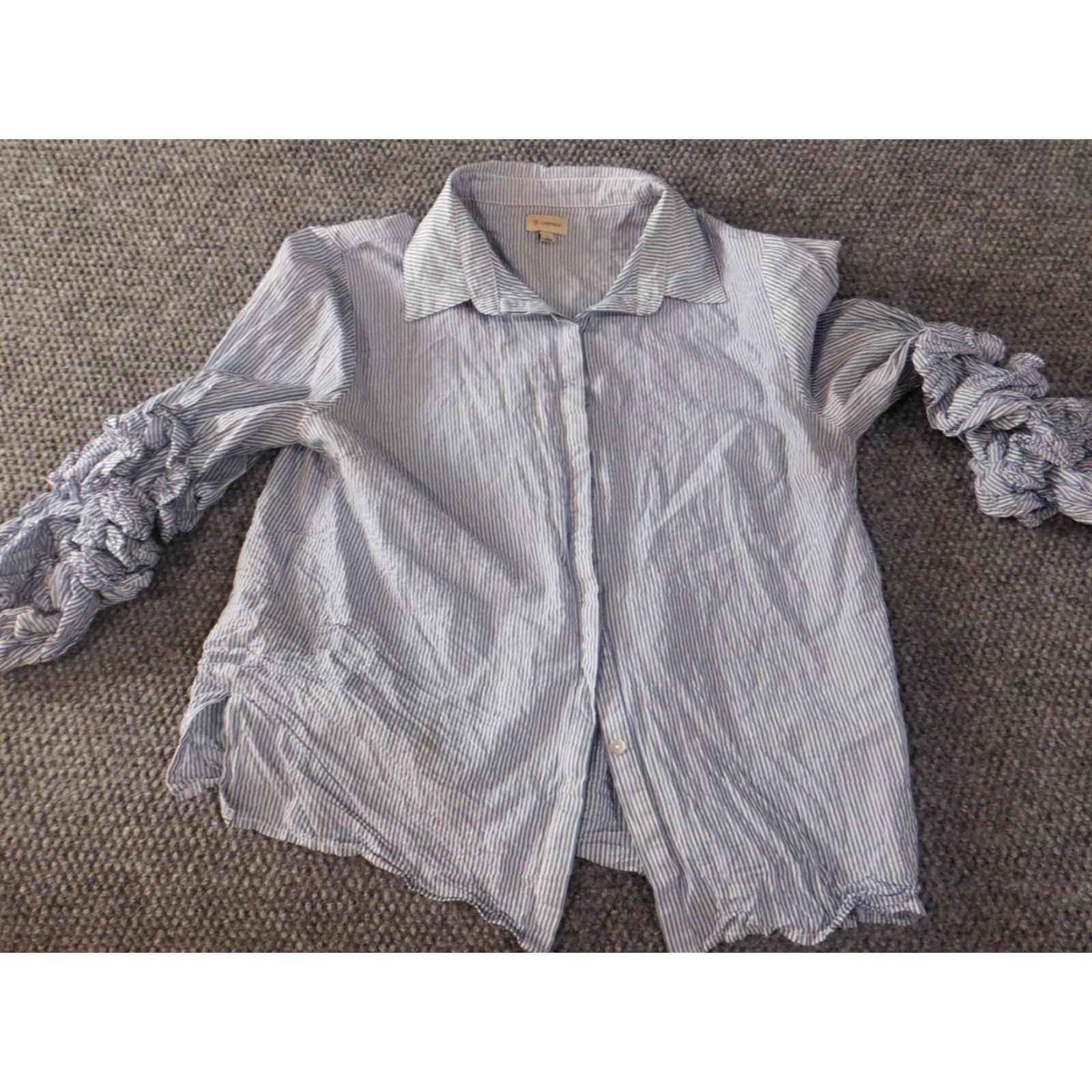 Cremieux Cremieux Women Button-Up Shirt Small Blue Striped Casual Long Sleeve Size S / US 4 / IT 40 - 2 Thumbnail