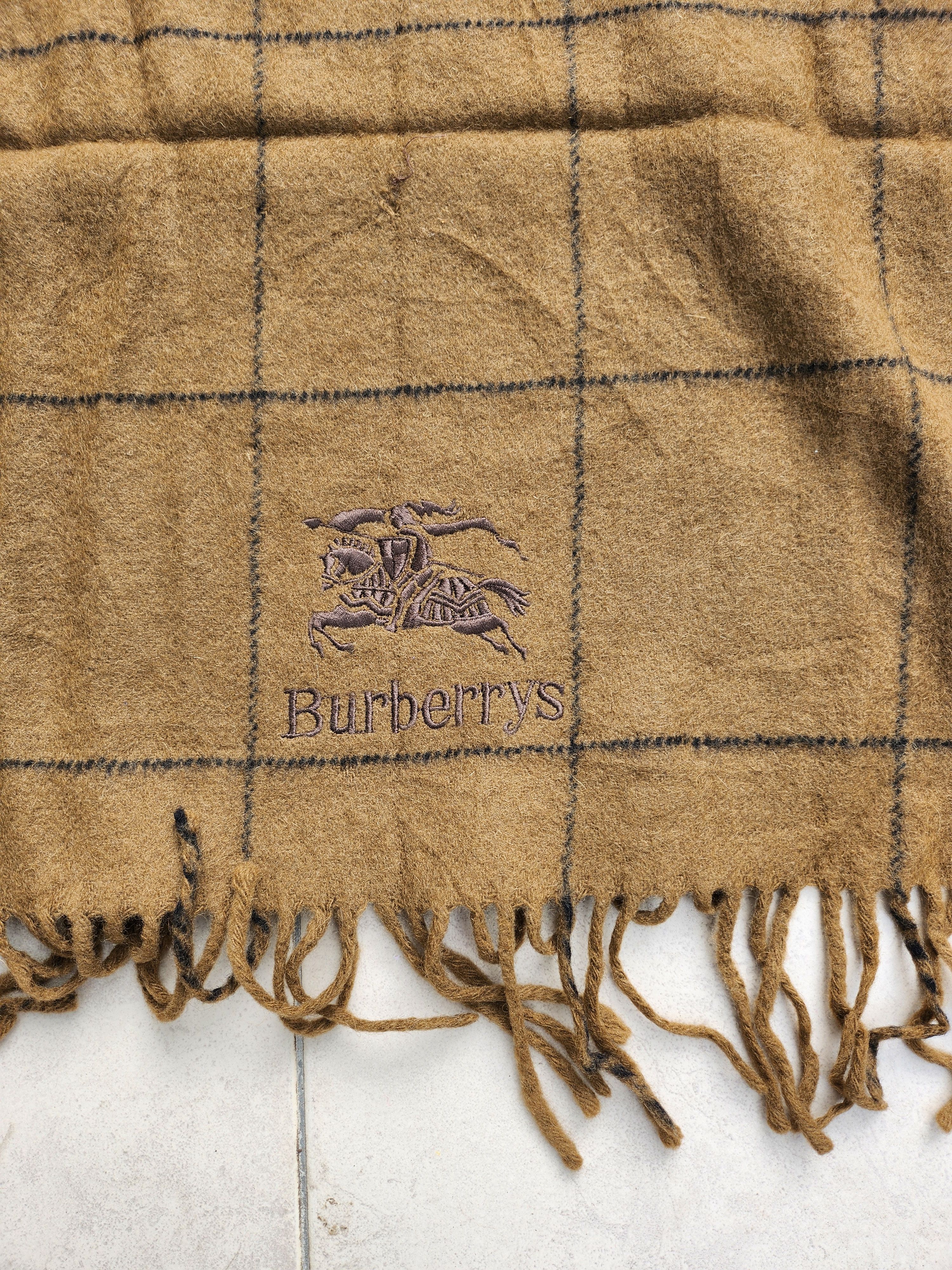Burberry × Burberry Prorsum × Vintage 💥Vtg Burberry Big Scarves Blanket Wool Size ONE SIZE - 3 Thumbnail