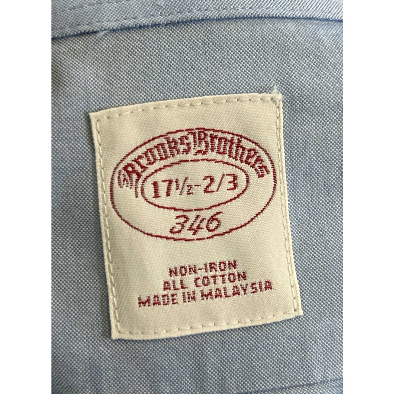 Brooks Brothers Brooks Brothers Dress Shirt Mens 17.5 Blue Cotton Button Up Shirt Size 48R - 3 Thumbnail