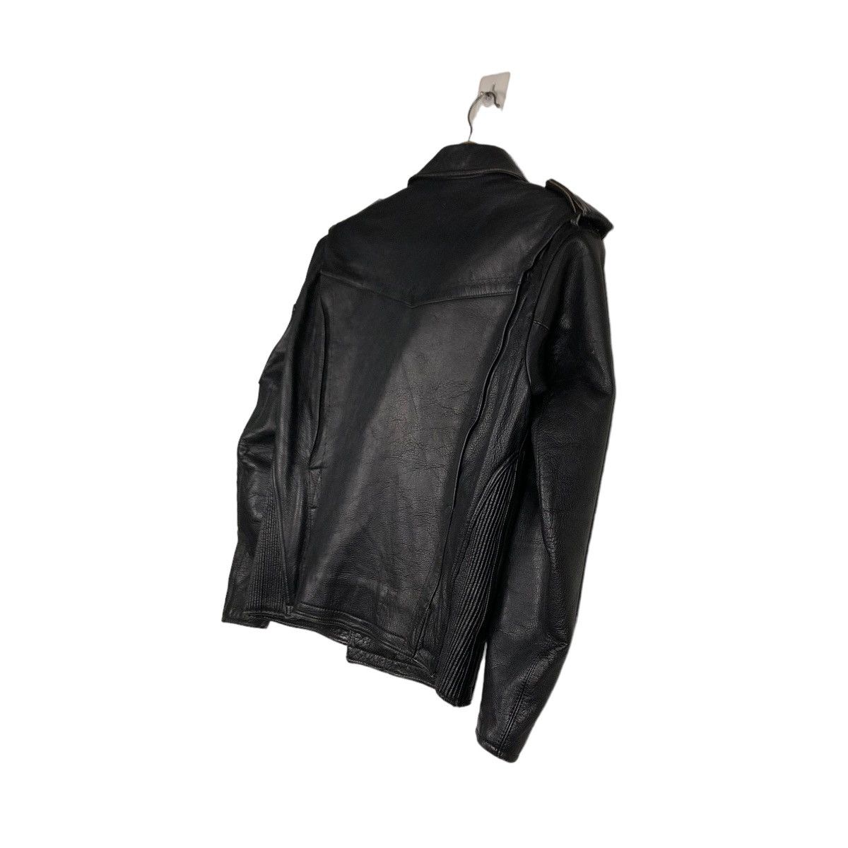Japanese Brand 🔥VINTAGE LEATHER JACKET BIKER DOUBLE COLLAR ISSEY MIYAKE Size US M / EU 48-50 / 2 - 13 Thumbnail