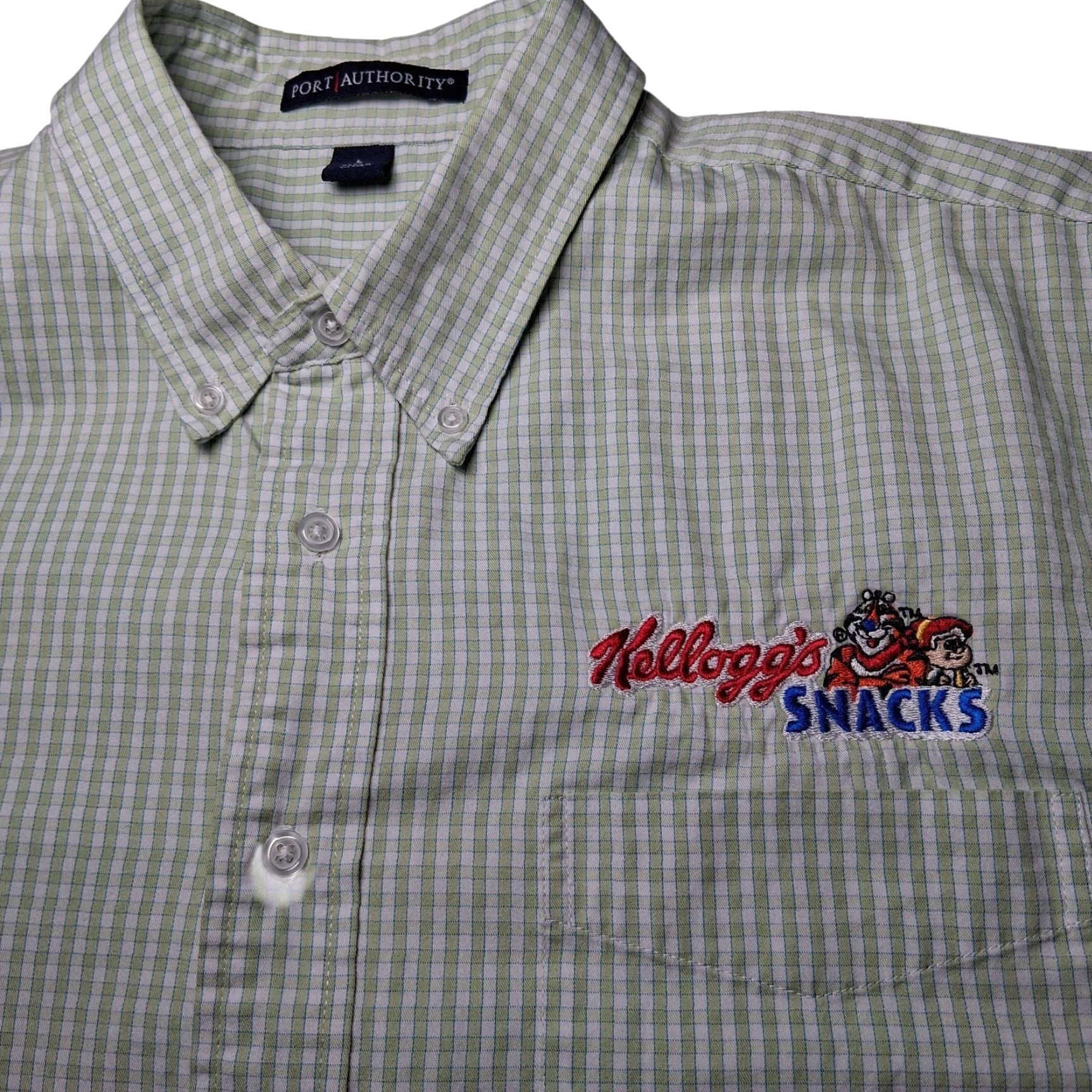 Port Authority Kelloggs Snacks Shirt L Button-Down Long Sleeve Green Plaid Tony The Tiger Size US L / EU 52-54 / 3 - 3 Thumbnail