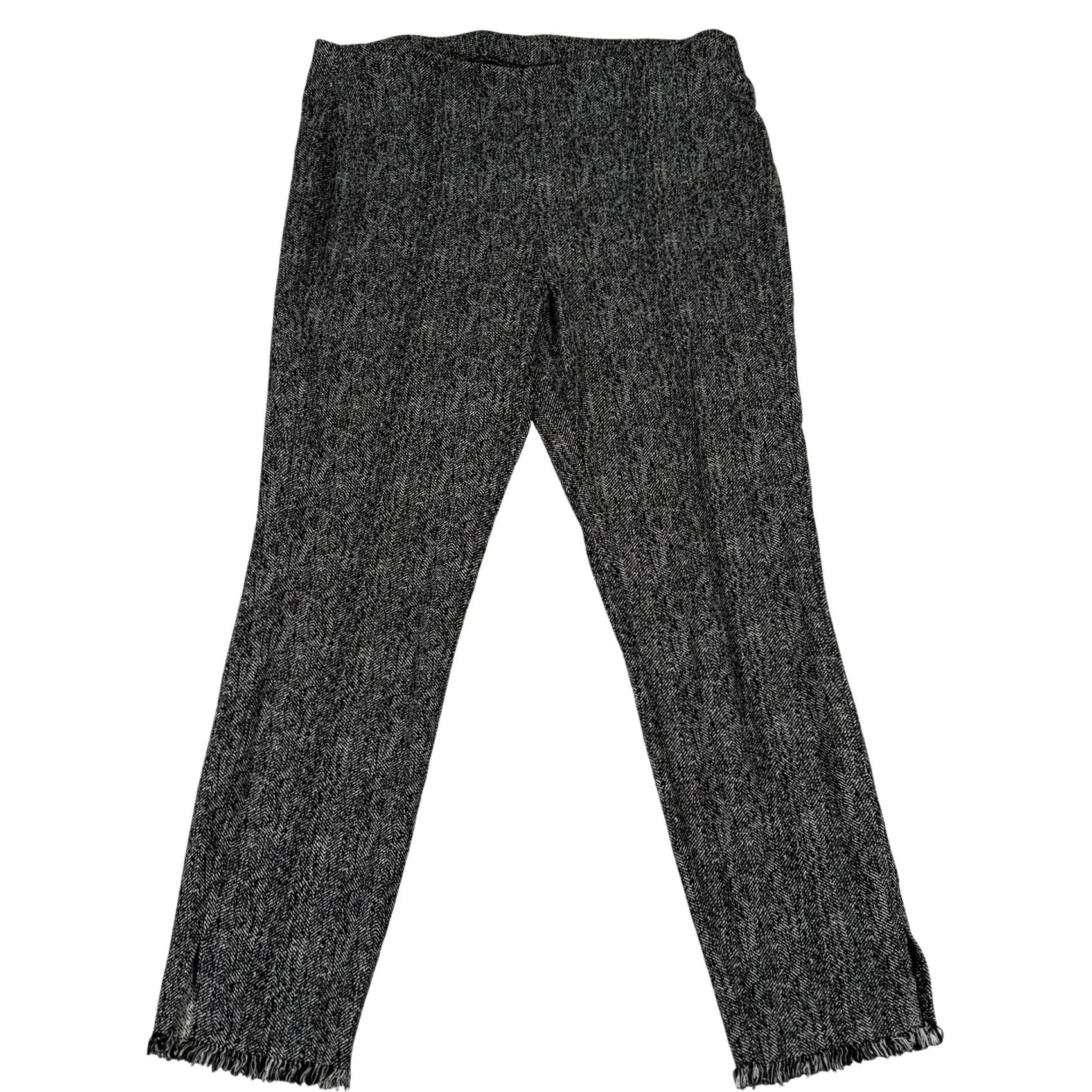 Alfani Alfani Pants 8 Stretch Herringbone Tweed Fringe Hem Ankle Cropped Career Womens Size 30" / US 8 / IT 44 - 2 Thumbnail