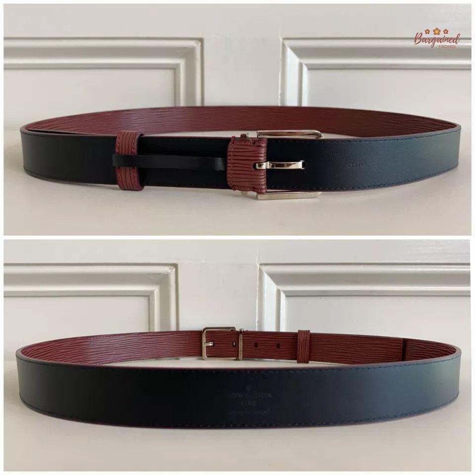 Louis Vuitton Louis Vuitton Epi Leather Silver Metal Square Buckle Belt Size 36 - 11 Thumbnail