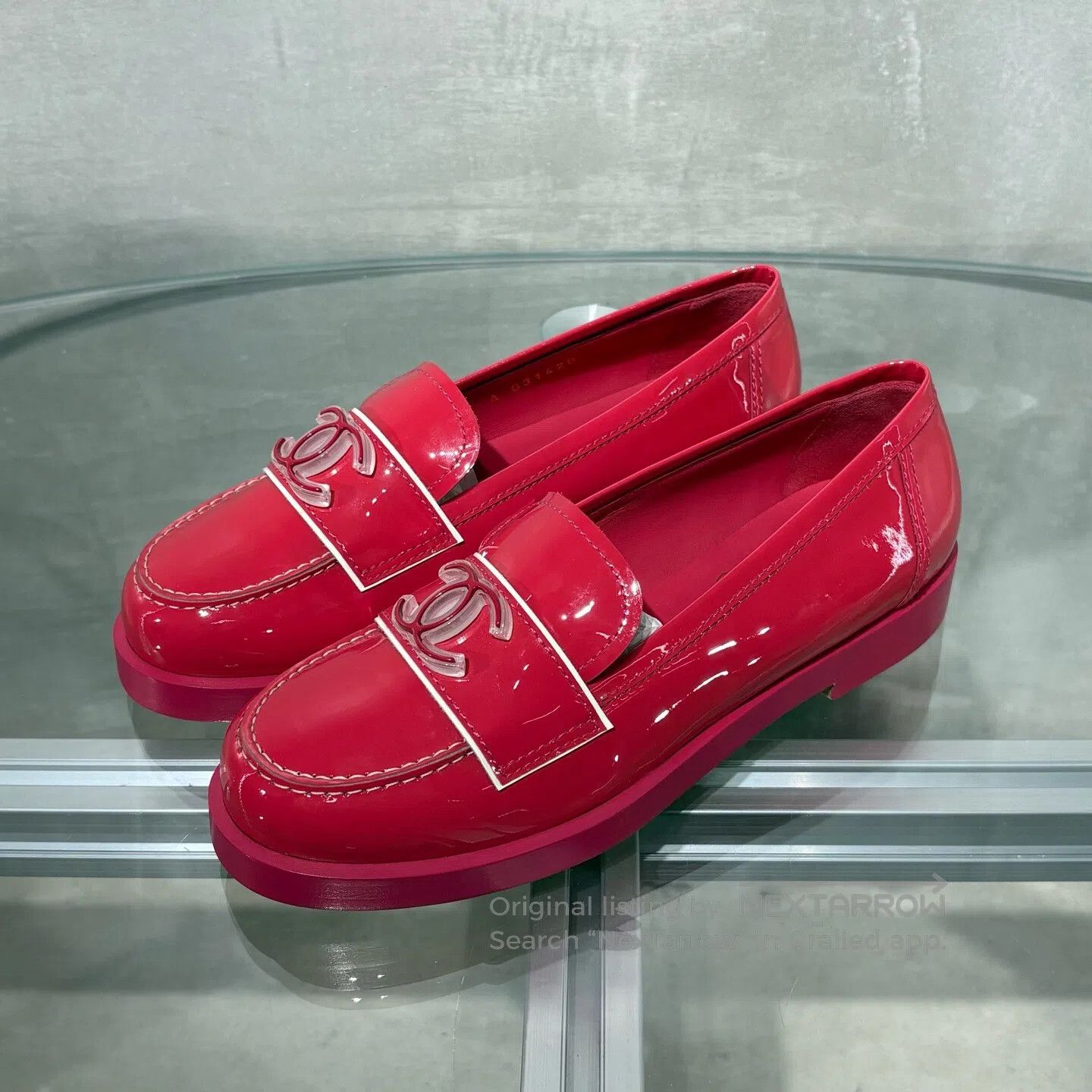 Chanel Chanel Double C Lacquer Leather Lefu Shoes in Rose Red Size US 5 / IT 35 - 1 Thumbnail