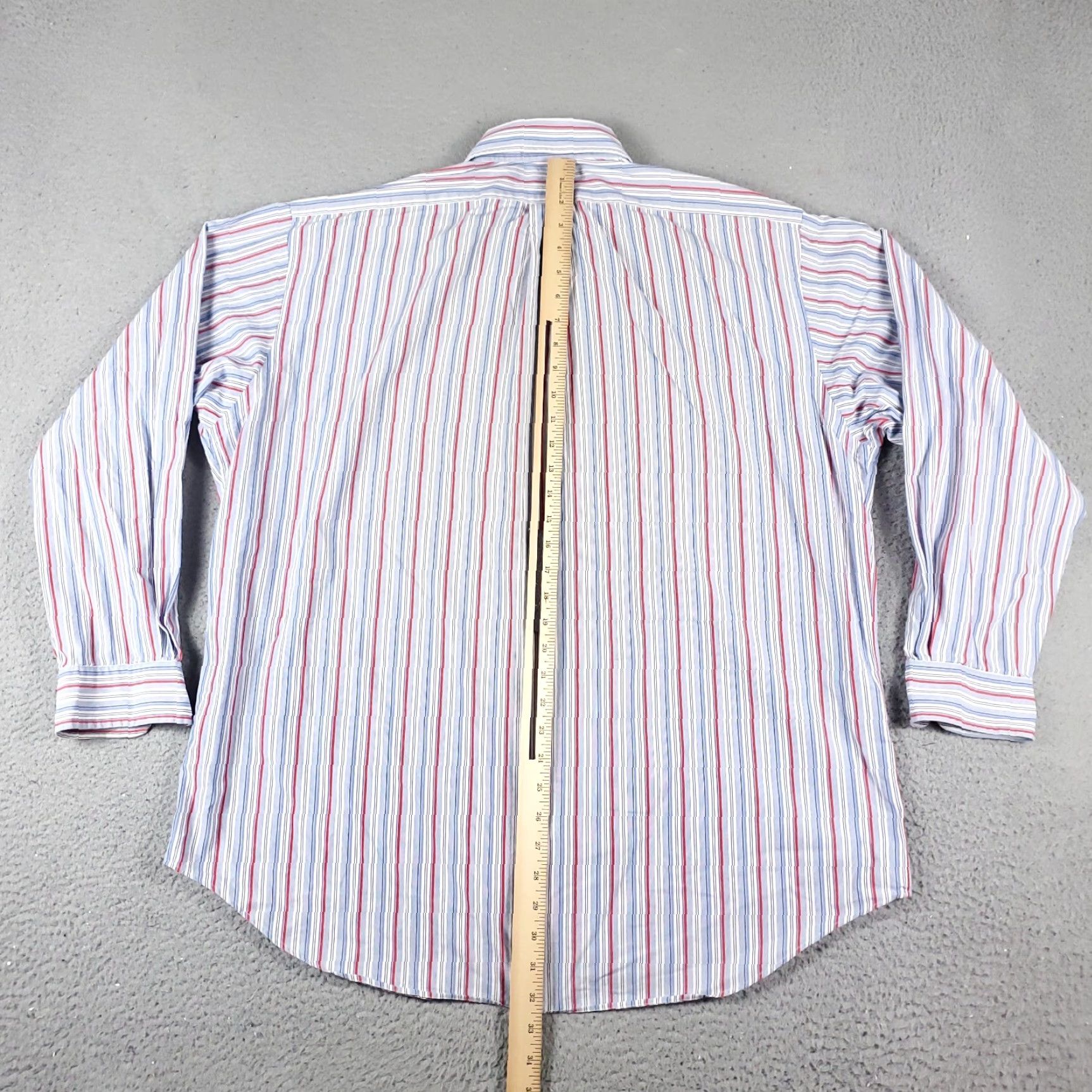 Ralph Lauren Ralph Lauren Dress Shirt Mens 17 Blue Red Striped Long Sleeve Button Down Classic Size 46R - 6 Thumbnail