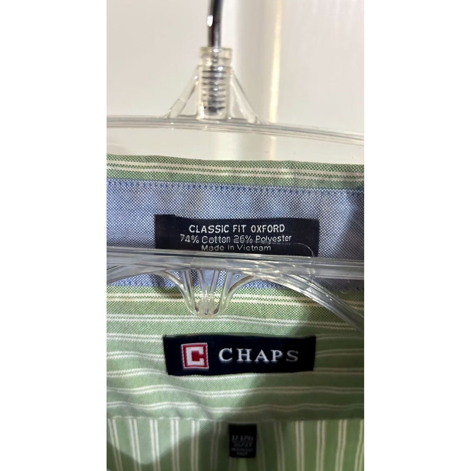 Chaps Chaps Men's Green White Striped Long Sleeve Button Down Shirt Size 17.5 Size US XXL / EU 58 / 5 - 3 Thumbnail