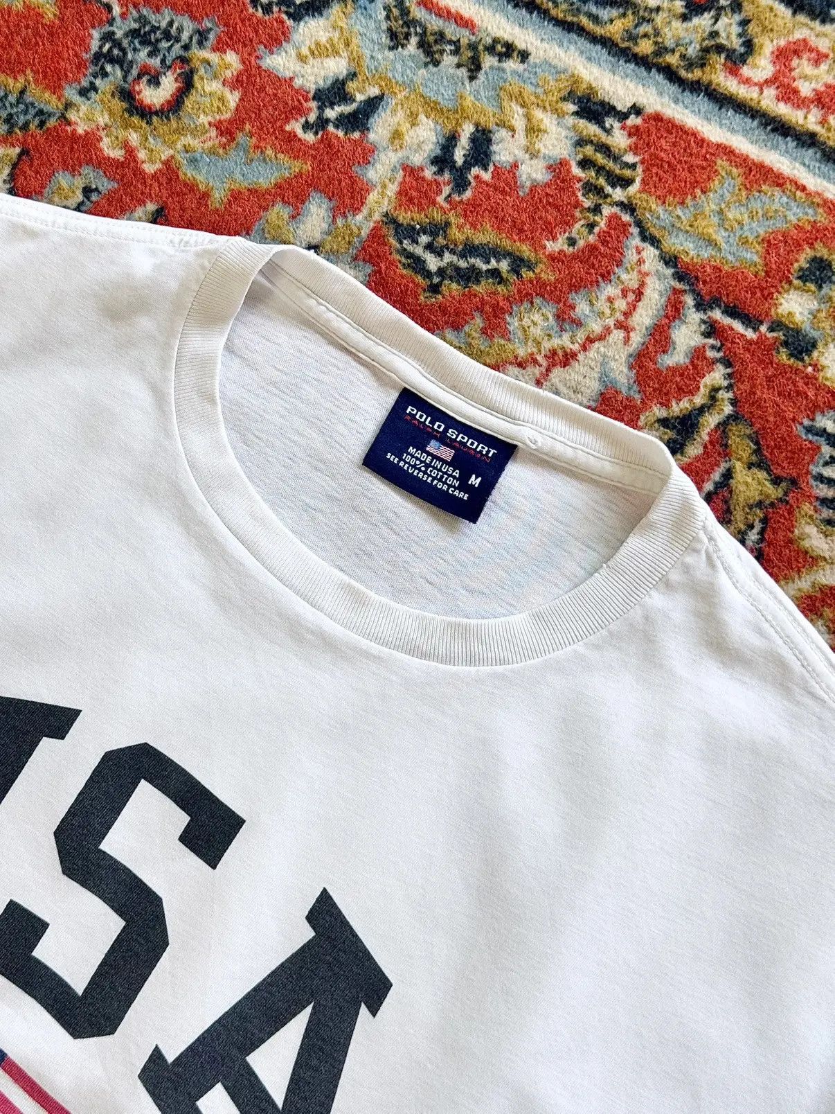 Polo Ralph Lauren × Vintage 90s Vintage Polo Sport Ralph Lauren USA Flag Tee T-Shirt Size US L / EU 52-54 / 3 - 8 Thumbnail