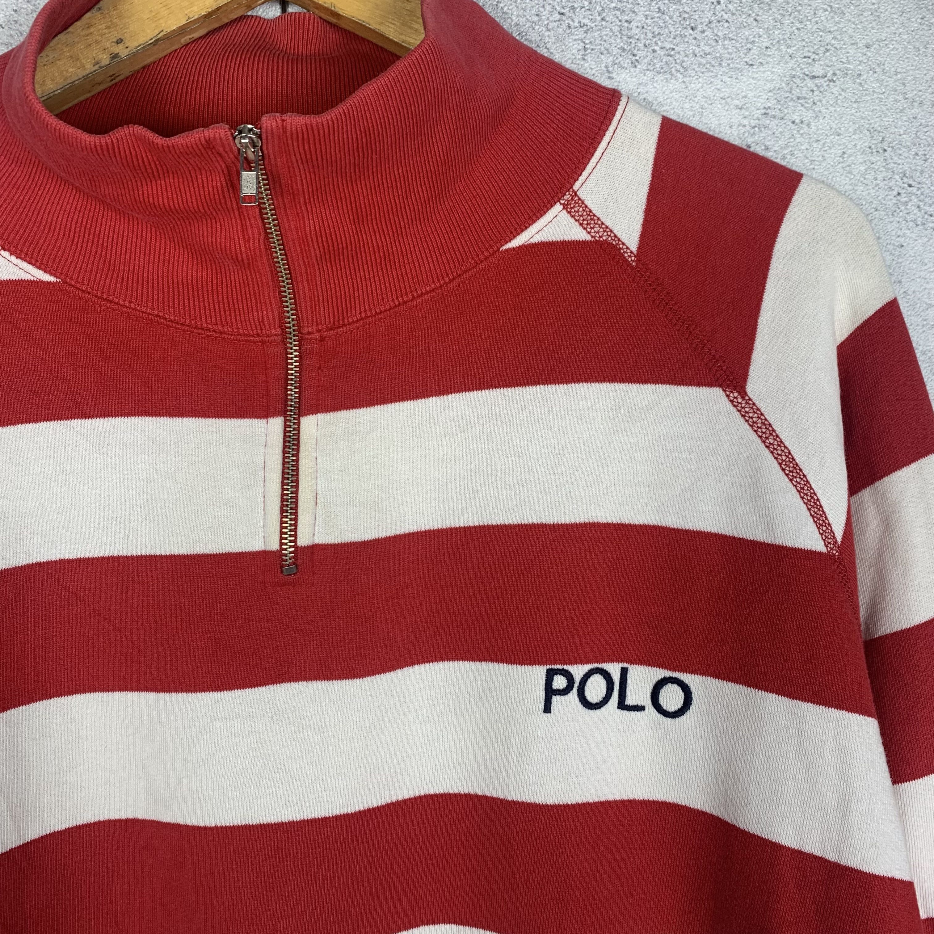 Polo Ralph Lauren Vintage 90s Polo Ralph Lauren Striped Halfzip Sweatshirt Size US XL / EU 56 / 4 - 4 Thumbnail