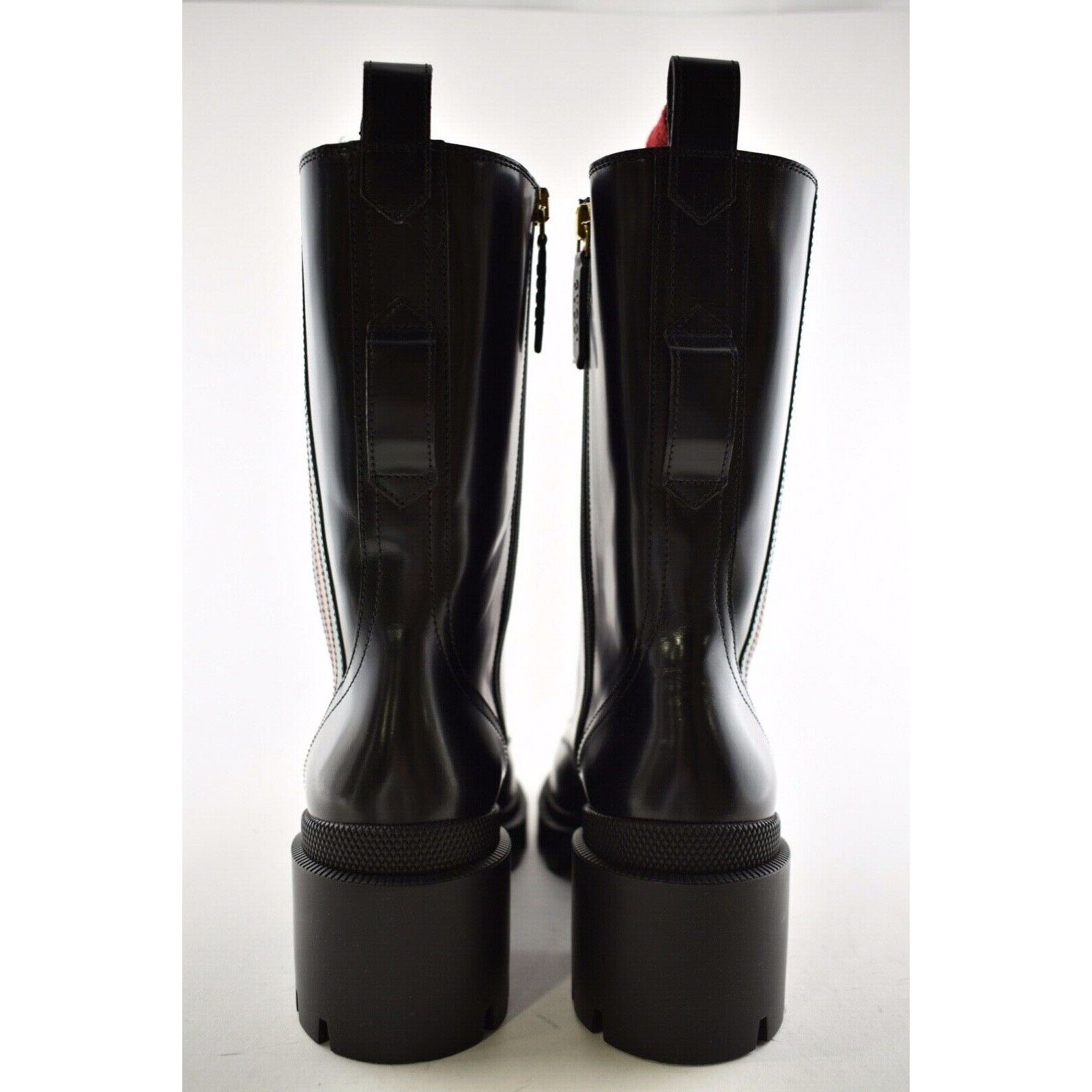 Gucci Gucci Trip Black Leather Red Green Web Stripe Mid Calf Block Size US 5 / IT 35 - 11 Thumbnail