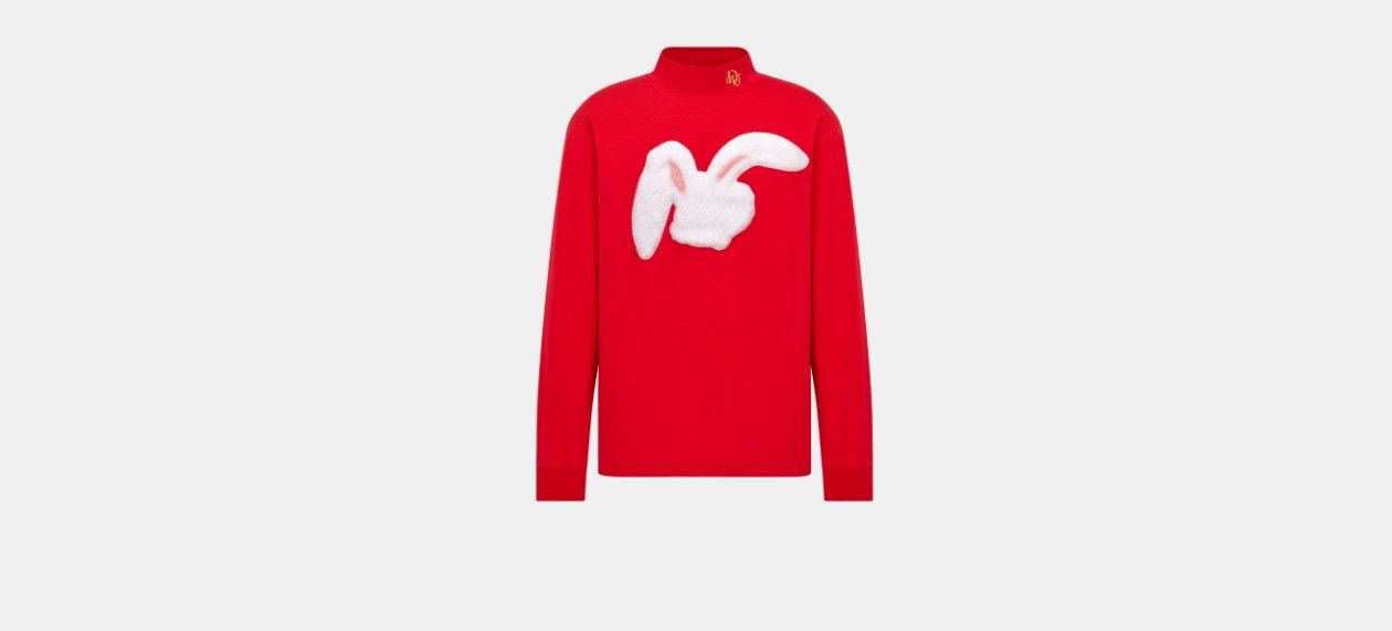 image of Dior x Erl O1W1Db10424 Long-Sleeved T-Shirt In Red, Men's (Size Large)
