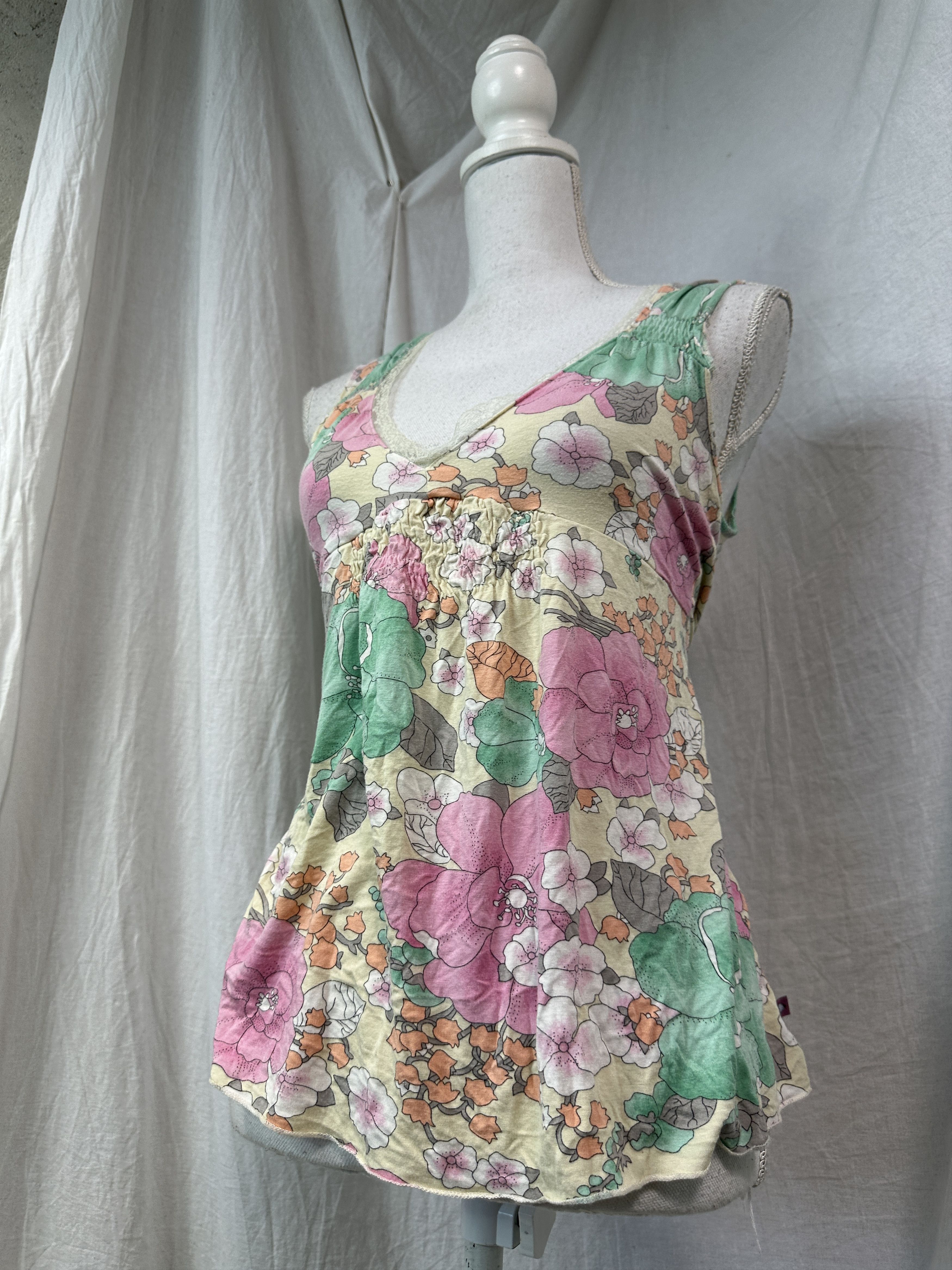 Vintage Vintage Coquette Flower Pattern Printed Morgan Top Y2K Size S / US 4 / IT 40 - 1 Thumbnail