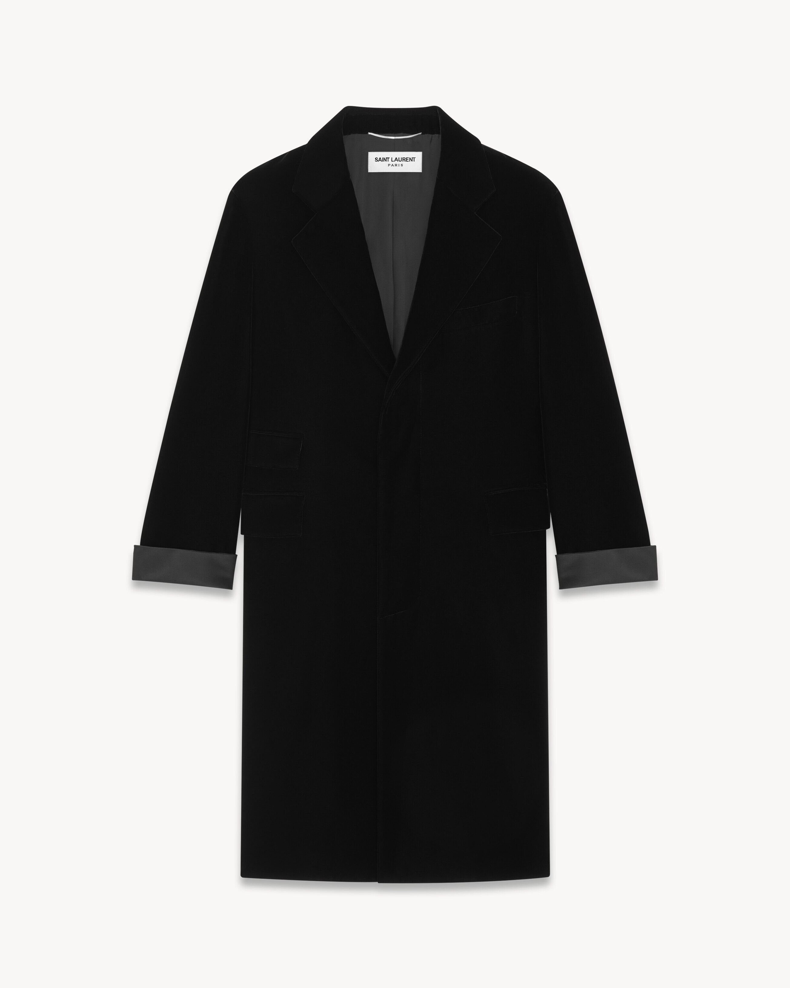 Saint Laurent Paris o1s1wg111124 Oversized Coat in Velvet in Black Size US S / EU 44-46 / 1 - 1 Thumbnail