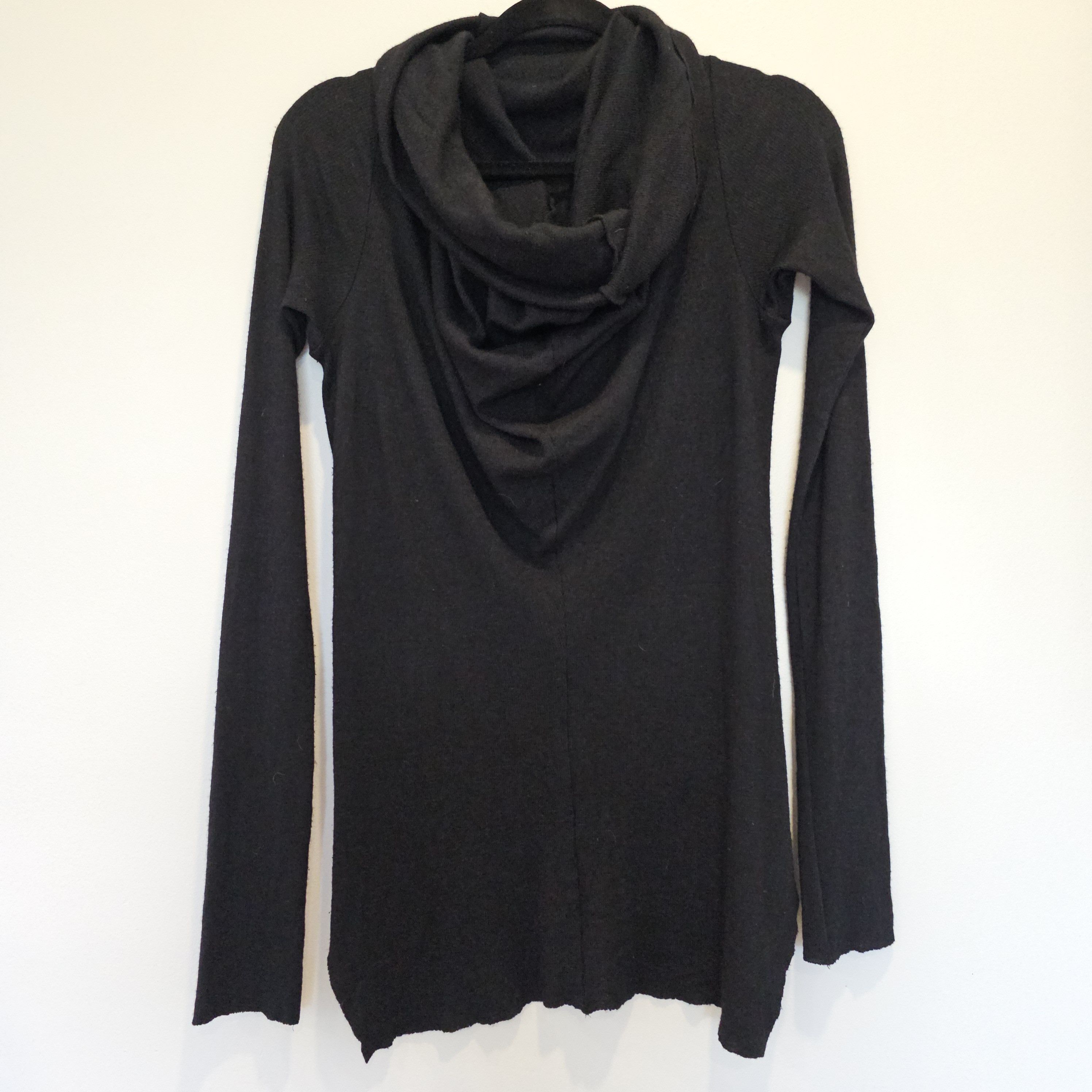 image of Julius "fw13 Crack" Wool/ Silk/cashmere Cowl-Neck Ribbed Top in Black, Men's (Size Medium)