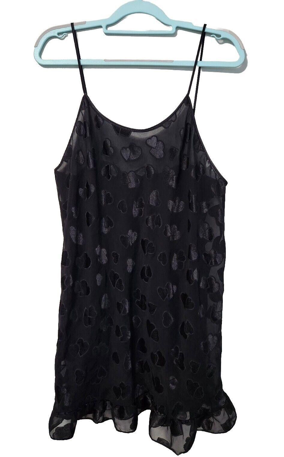 Designer Cinema Etoile Lingerie Dress Black XL hearts Sheer Y2k Trash Size ONE SIZE - 1 Thumbnail