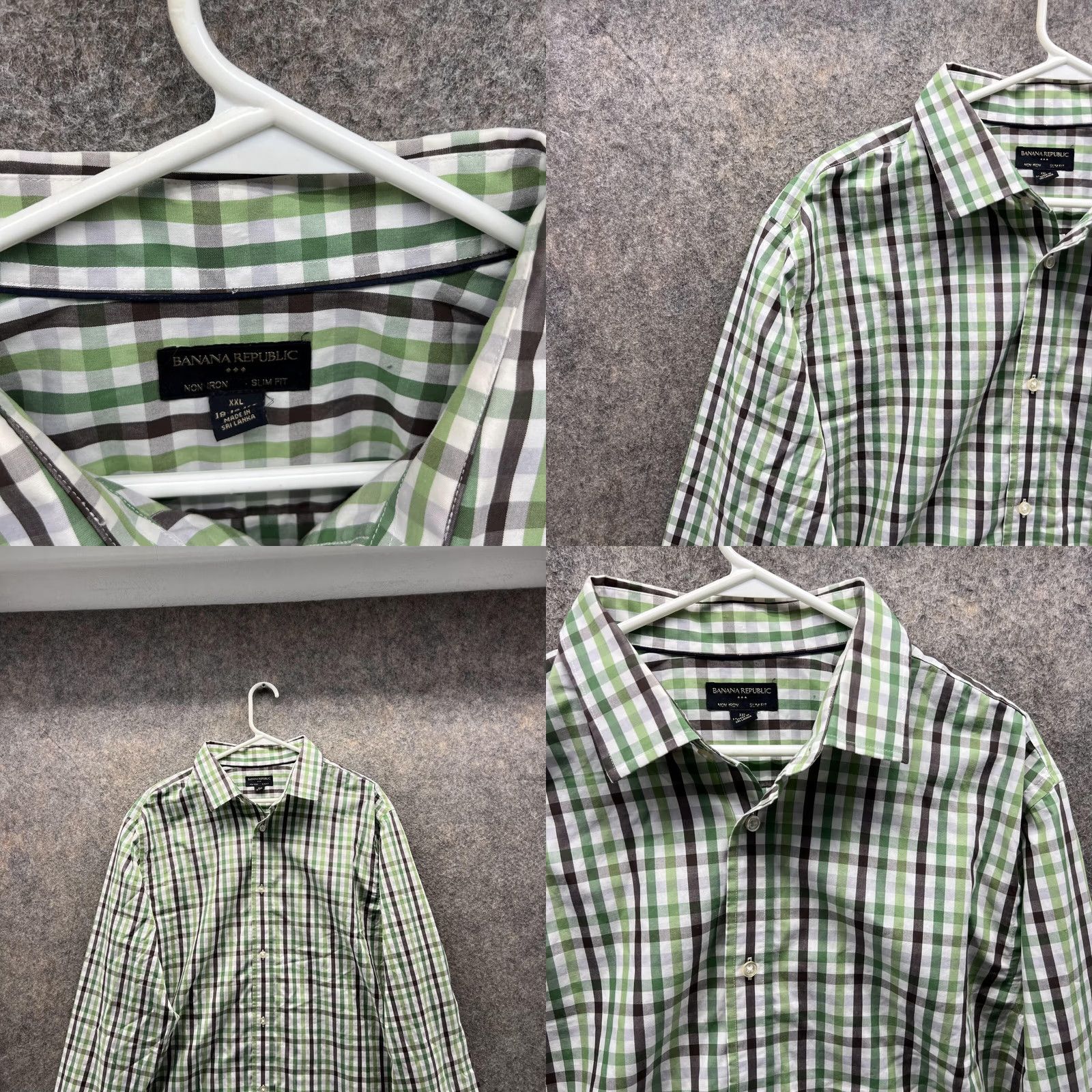 Banana Republic VINTAGE Banana Republic Shirt Men 2XL XXL Green Check Button-Down Slim Fit Casual Casual/Workwear/Business Shirt Mens Bernie Size US XXL / EU 58 / 5 - 8 Thumbnail
