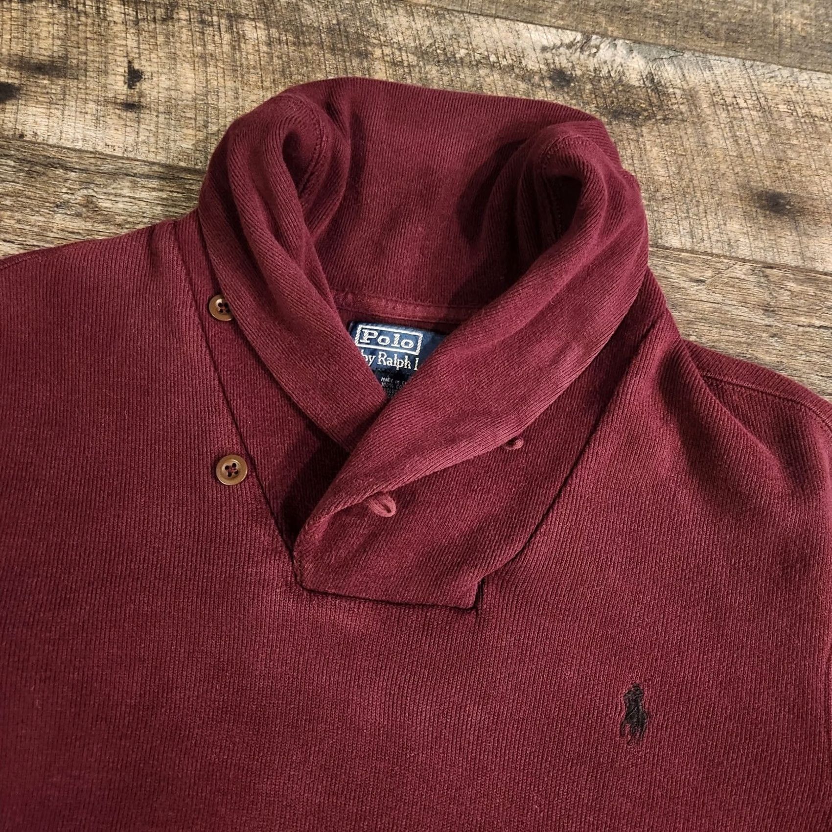Ralph Lauren Polo Ralph Lauren Shawl Collar Sweater Men’s Medium Burgundy Red Shirt Pullover Knit Embroidered Logo Regular Size US M / EU 48-50 / 2 - 2 Thumbnail