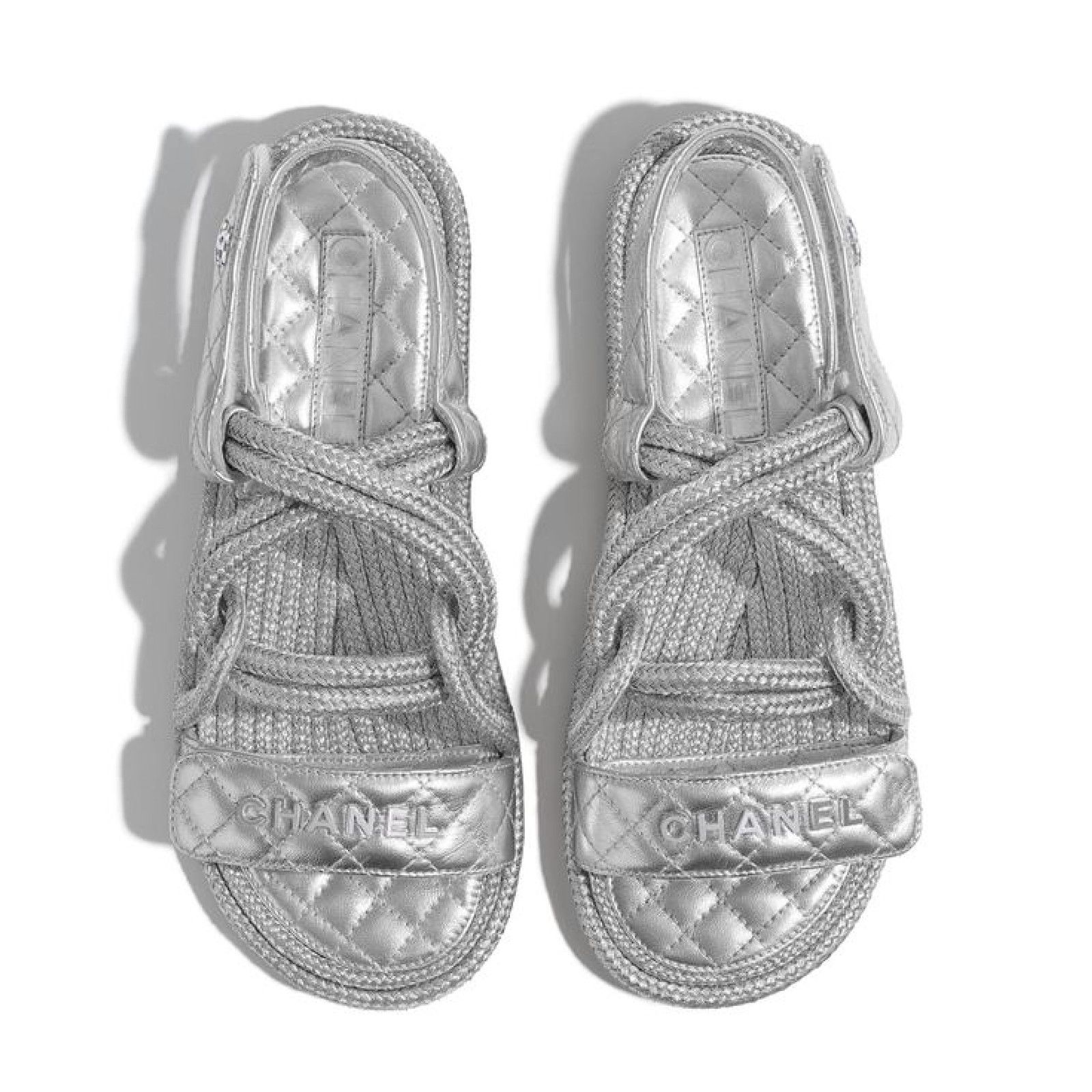 Chanel Chanel 20S Silver Cord Rope CC Logo Quilted Ankle Strap Size US 6 / IT 36 - 8 Thumbnail