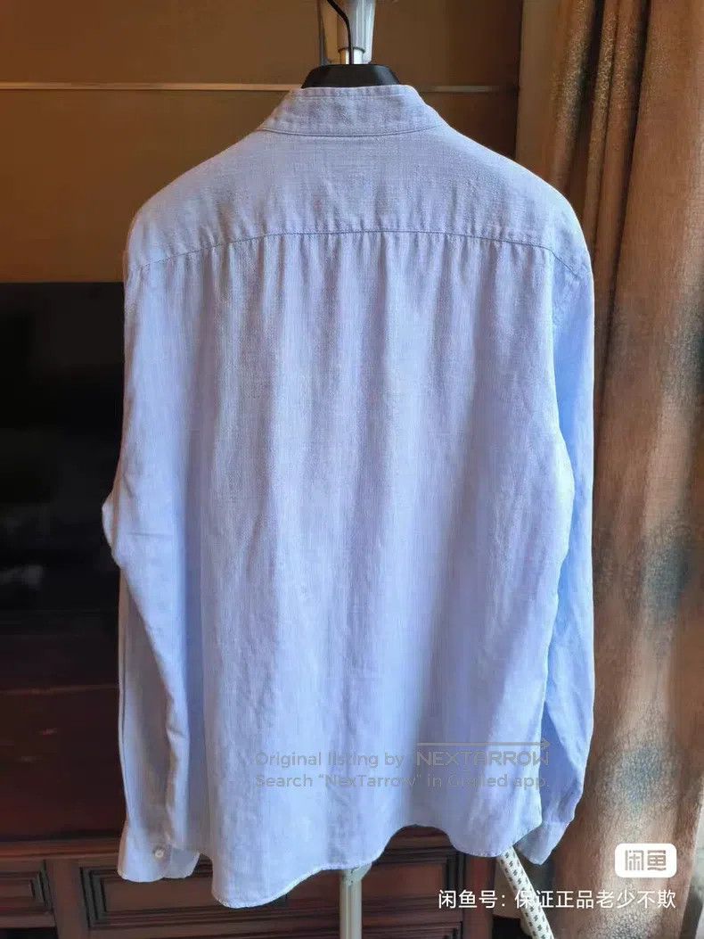 Brunello Cucinelli Brunello Cucinelli Long-Sleeve Crew Neck Linen Shirt, Ligh Size US M / EU 48-50 / 2 - 2 Thumbnail