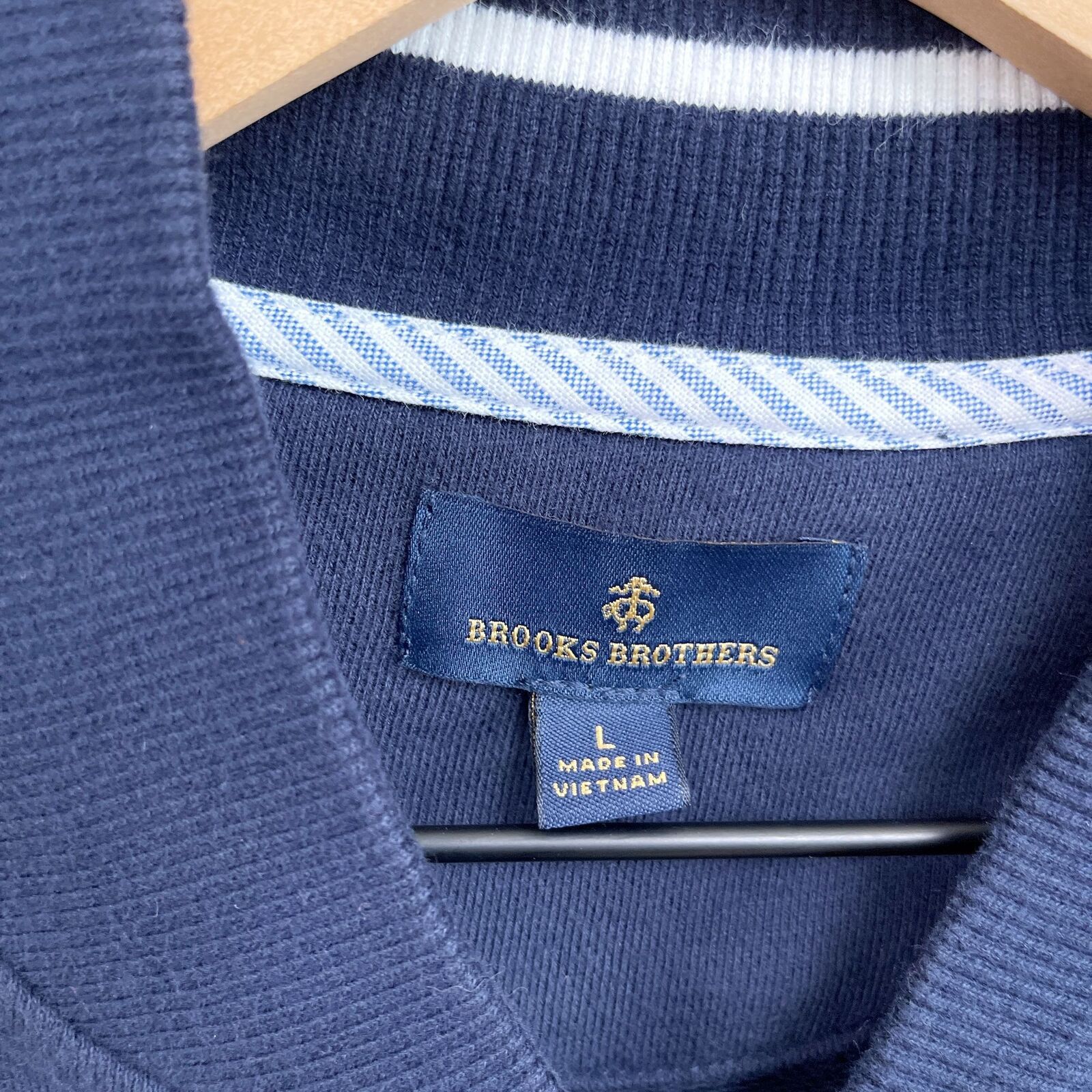 Brooks Brothers Brooks Brothers Full Zip Sweater Jacket Blue White Mens L Size US L / EU 52-54 / 3 - 6 Thumbnail