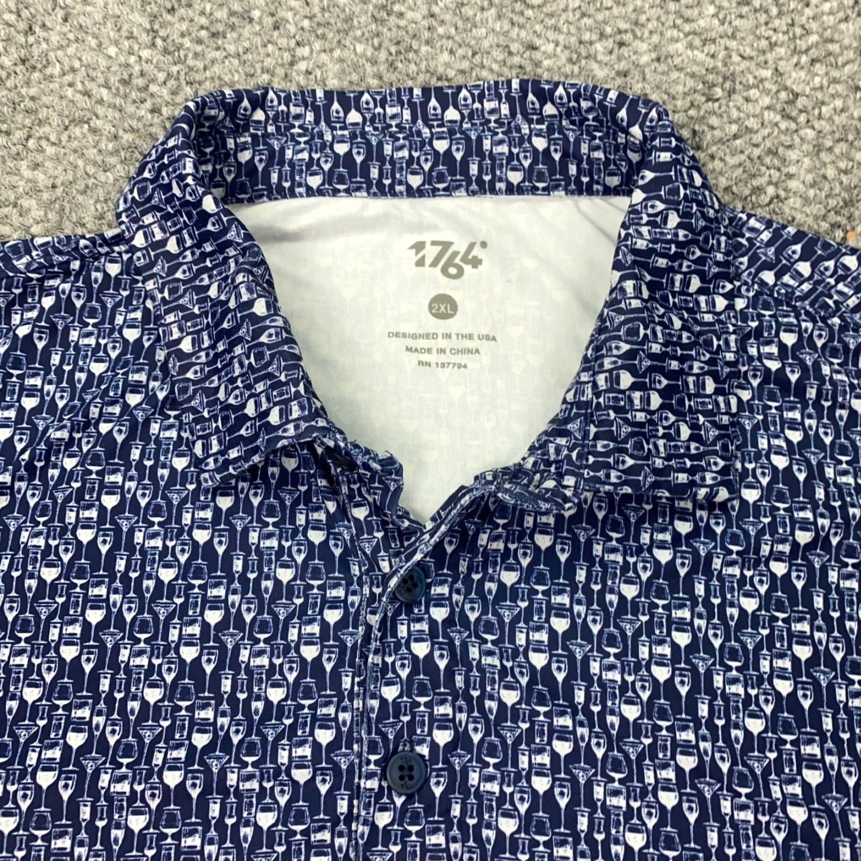 Vintage VINTAGE 1764 Shirt Mens 2XL Blue Polo Golf Cocktails Party Happy Hour Stretch Shirt Size US XXL / EU 58 / 5 - 2 Thumbnail