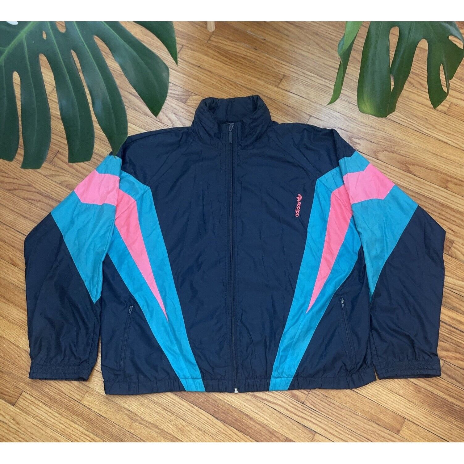 Adidas Vintage 90's Medium Adidas 3 Stripes Full Zip Lightweight Wi Size US M / EU 48-50 / 2 - 1 Thumbnail