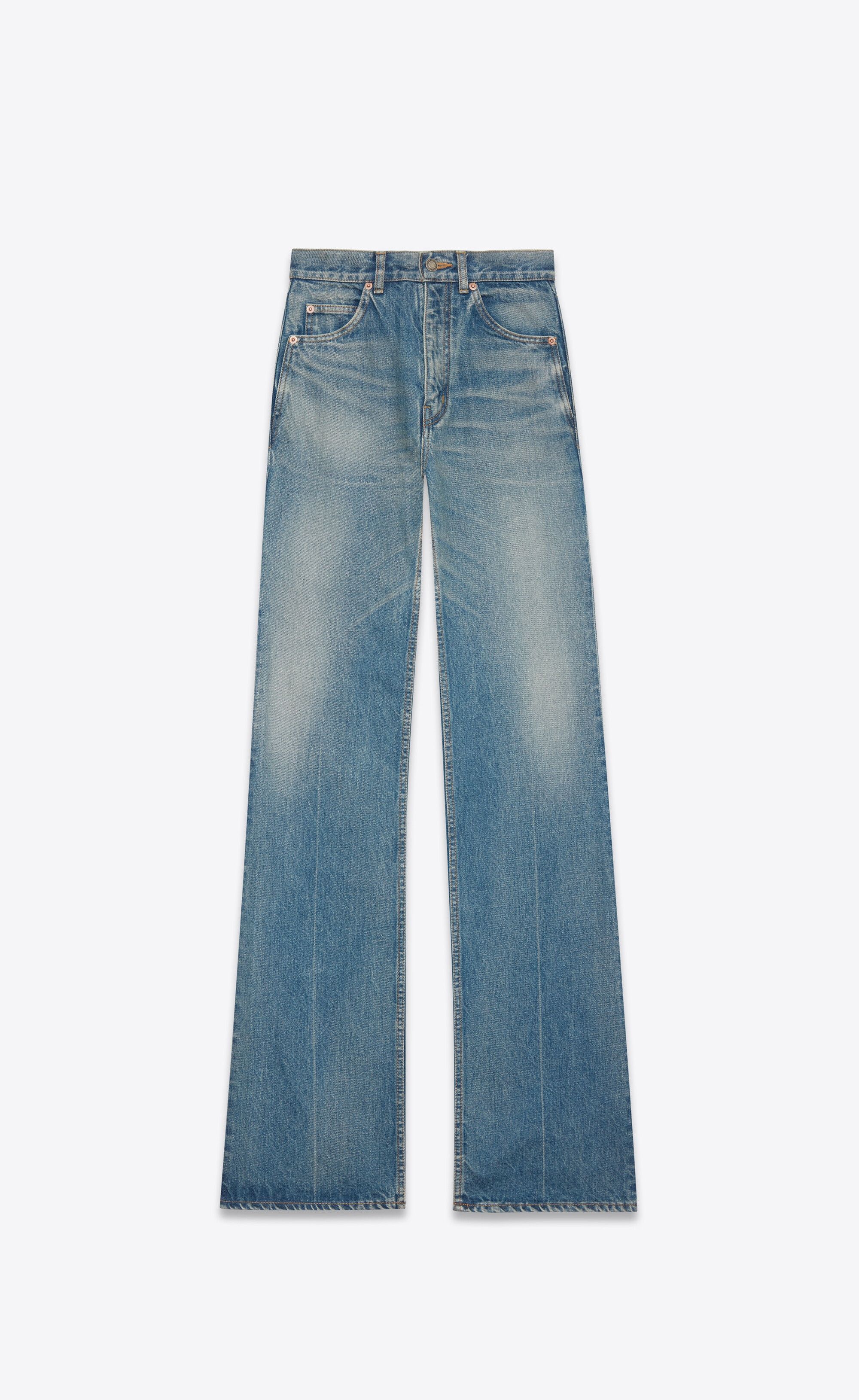 Saint Laurent Paris o1tr1nto0325 723225 70's Flared Jeans in Denim Vintage Blue Size 26" / US 2 / IT 38 - 1 Thumbnail
