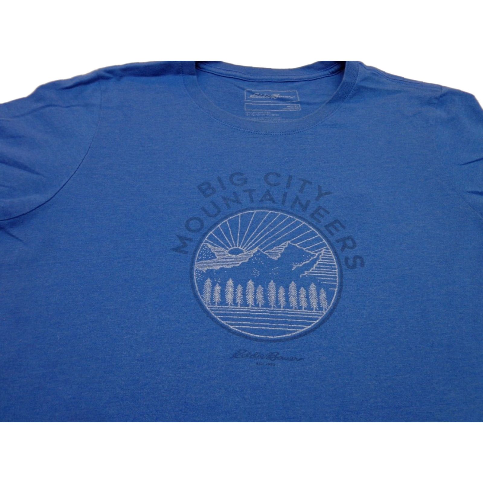 Eddie Bauer Eddie Bauer T-Shirt Graphic Big City Mountaineers Blue Women's XL Modern Mountain Theme Short Sleeve Scoop Neck Pullover Size XL / US 12-14 / IT 48-50 - 1 Thumbnail