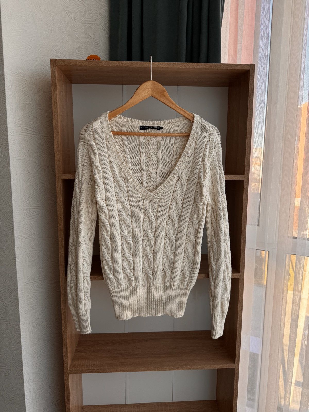 Polo Ralph Lauren × Ralph Lauren × Vintage Vintage Lauren Ralph Lauren W’ Beige Cable Knit Sweater Size M / US 6-8 / IT 42-44 - 1 Thumbnail