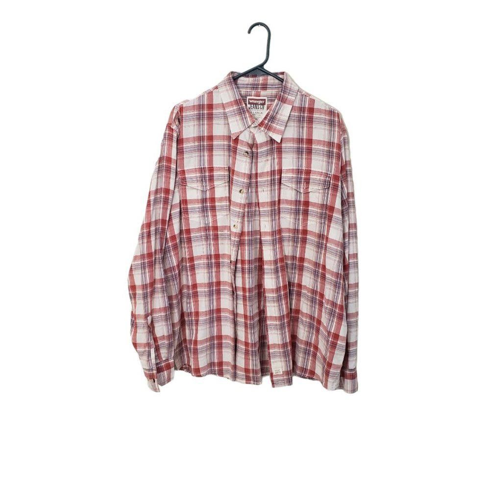 Designer CT469 Wrangler Jean's Men's Red & White Plaid Shirt XL Size US XL / EU 56 / 4 - 1 Thumbnail