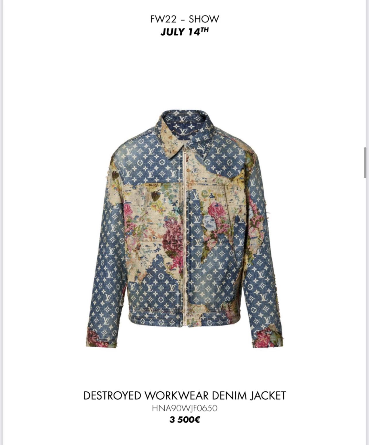 Louis Vuitton Louis Vuitton 22FW Distressed Denim Jacket Size US M / EU 48-50 / 2 - 1 Thumbnail