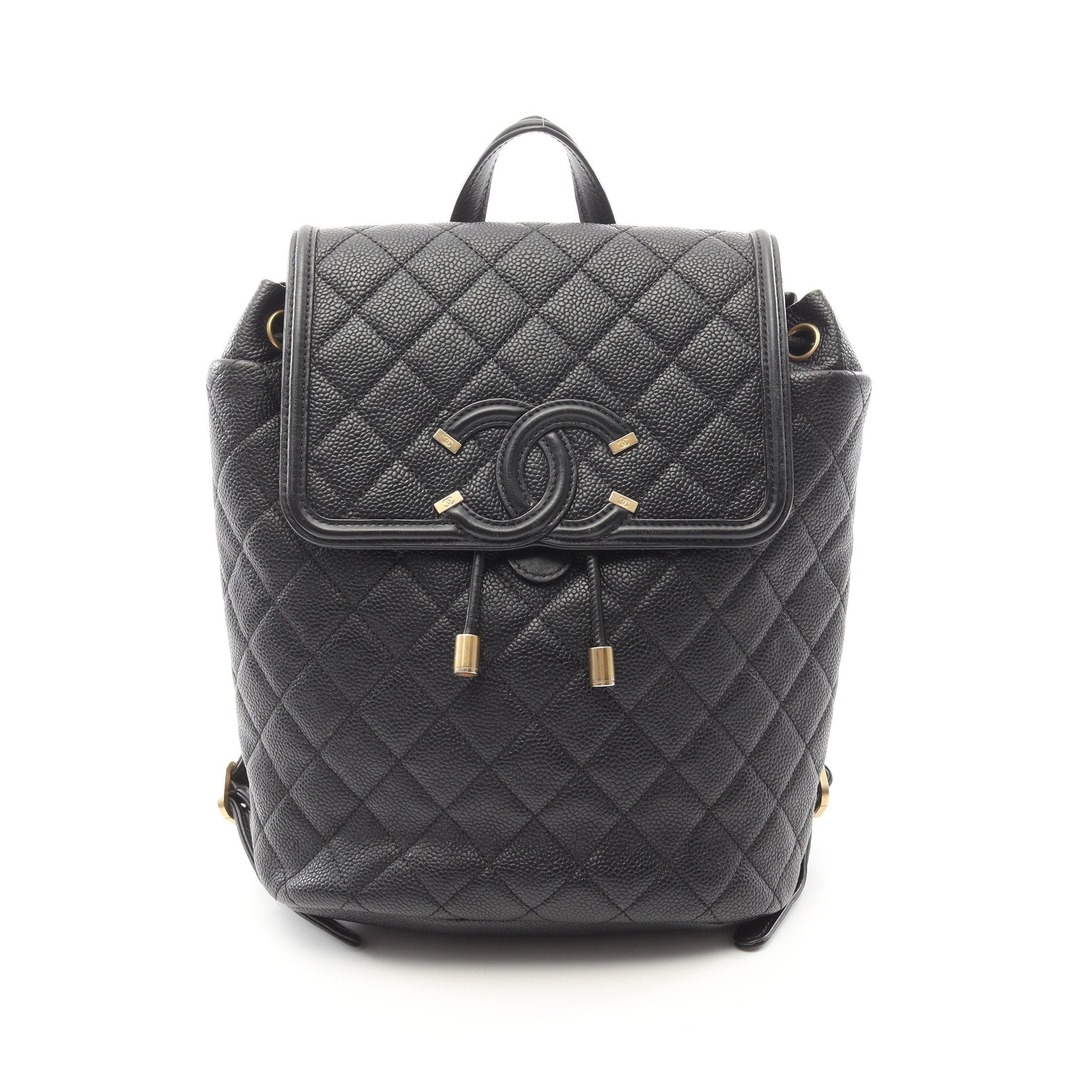 Chanel Chanel Cc Filigree Matelasse Backpack Rucksack Caviar Skin Black Gold Hardware Size ONE SIZE - 1 Thumbnail